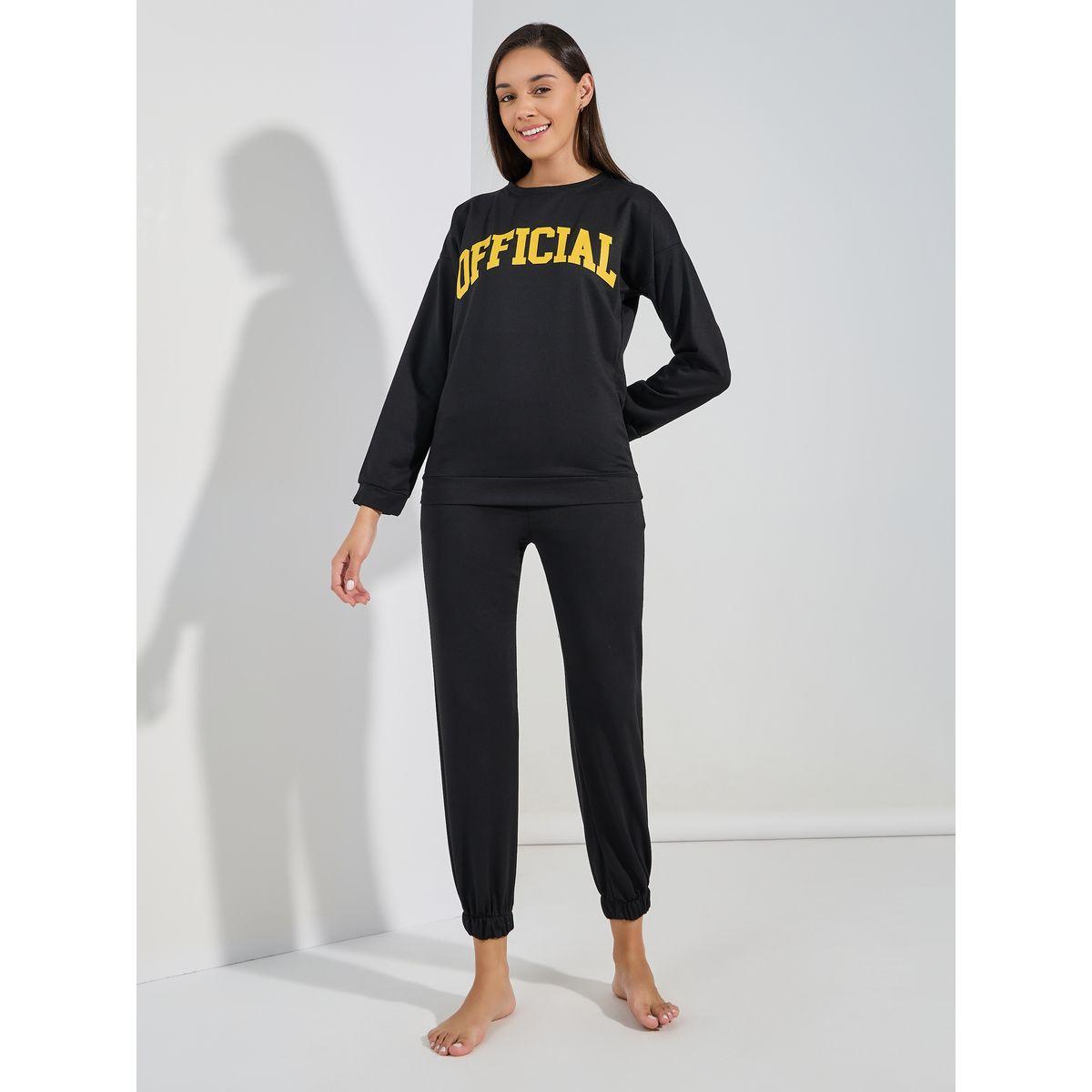 Styli Unwind Official Slogan Long Sleeves Top & Joggers Lounge Set-women-clothing-coordsets-image-2