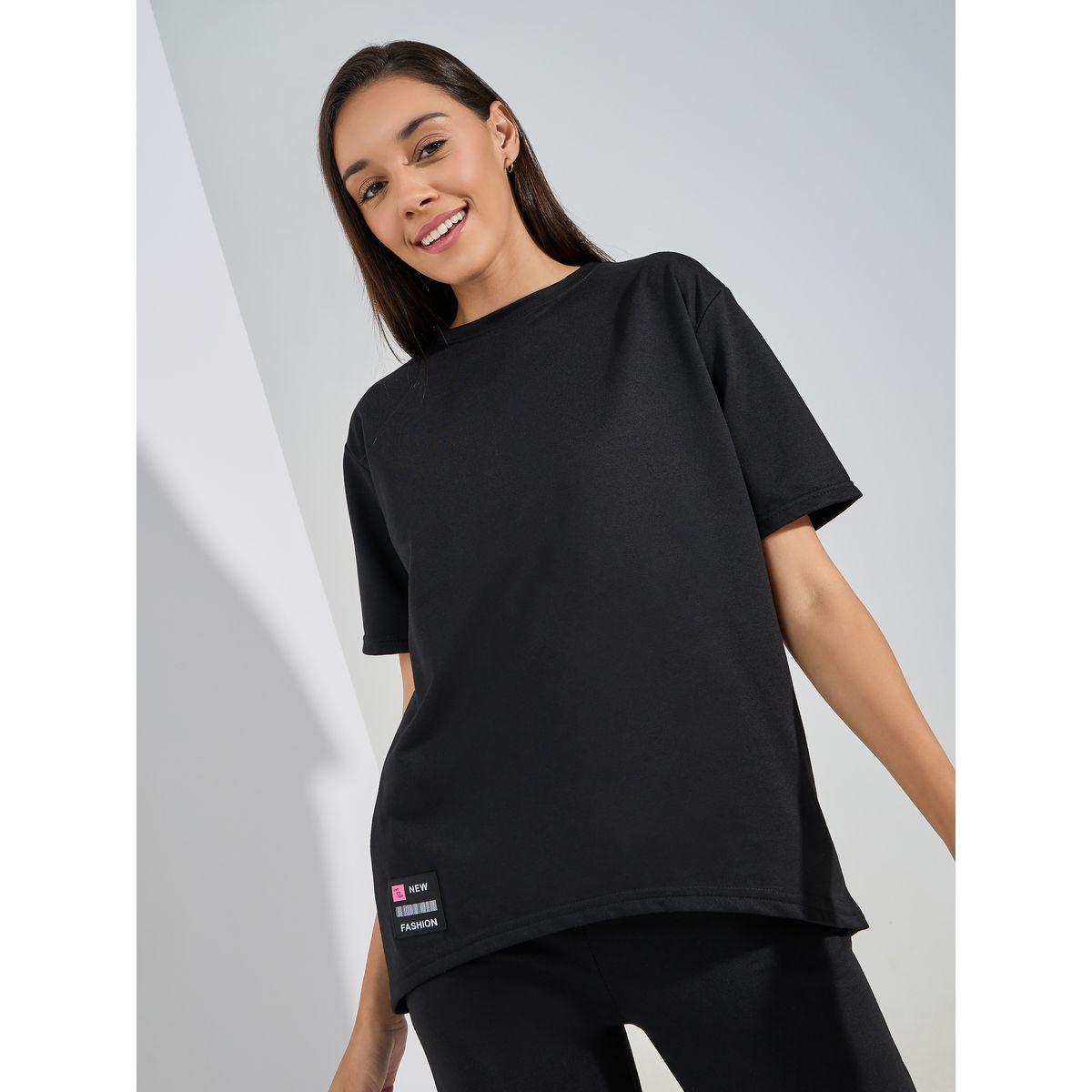 Styli Unwind Patch Detail T-Shirt & Trousers Lounge Set-women-clothing-coordsets-image-2