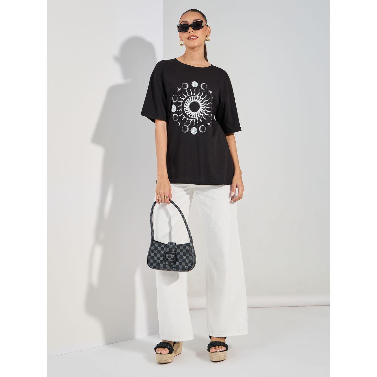 Styli Oversized Sun and Moon Graphic Print Drop Shoulder T-Shirt-women-clothing-tshirts-image-2