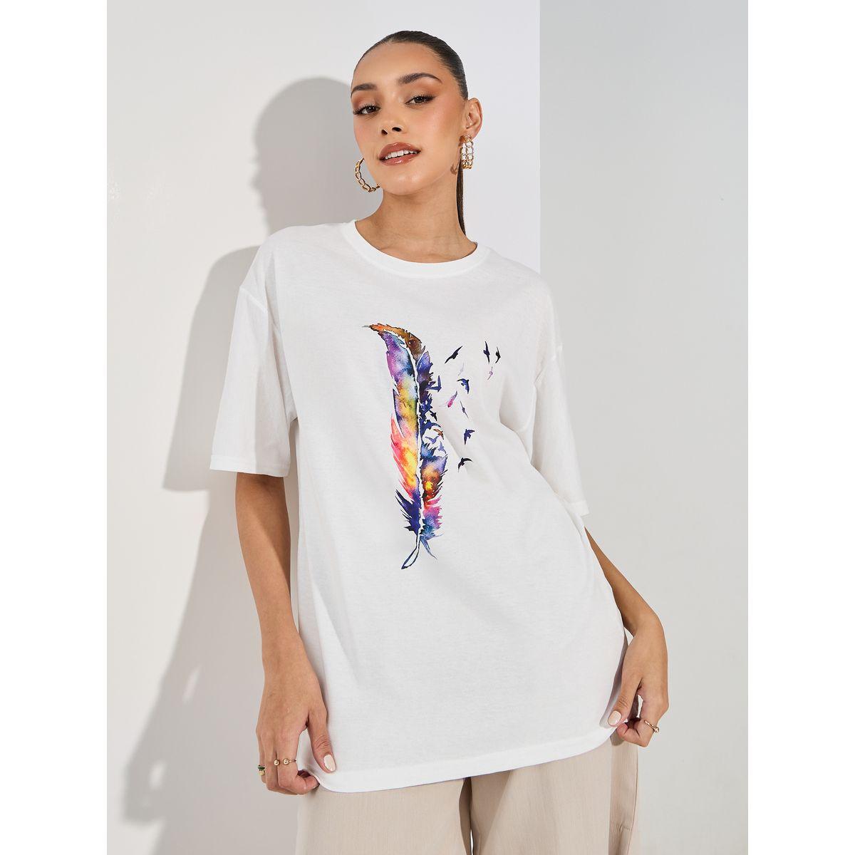 تيشيرت فضفاض مطبع بطبعة جرافيك-women-clothing-tshirts-image-1