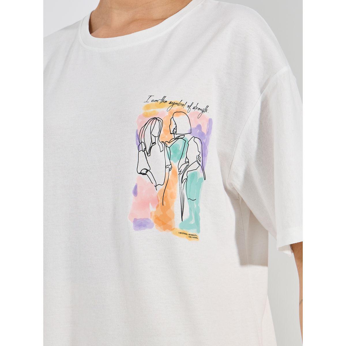 Styli Oversized Sketch Graphic Print Drop Shoulder T-Shirt-women-clothing-tshirts-image-4
