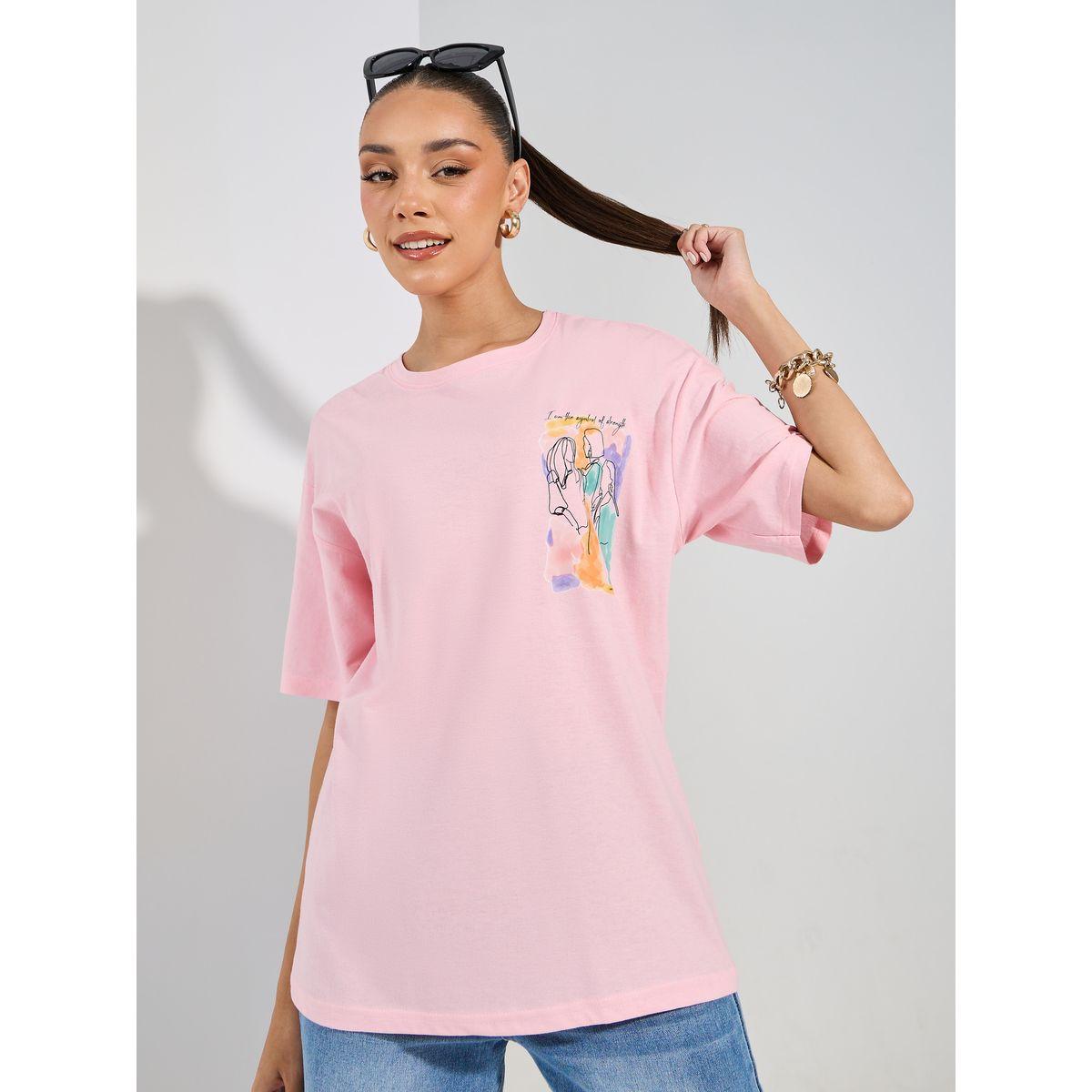 Styli Oversized Sketch Graphic Print Drop Shoulder T-Shirt-women-clothing-tshirts-image-1