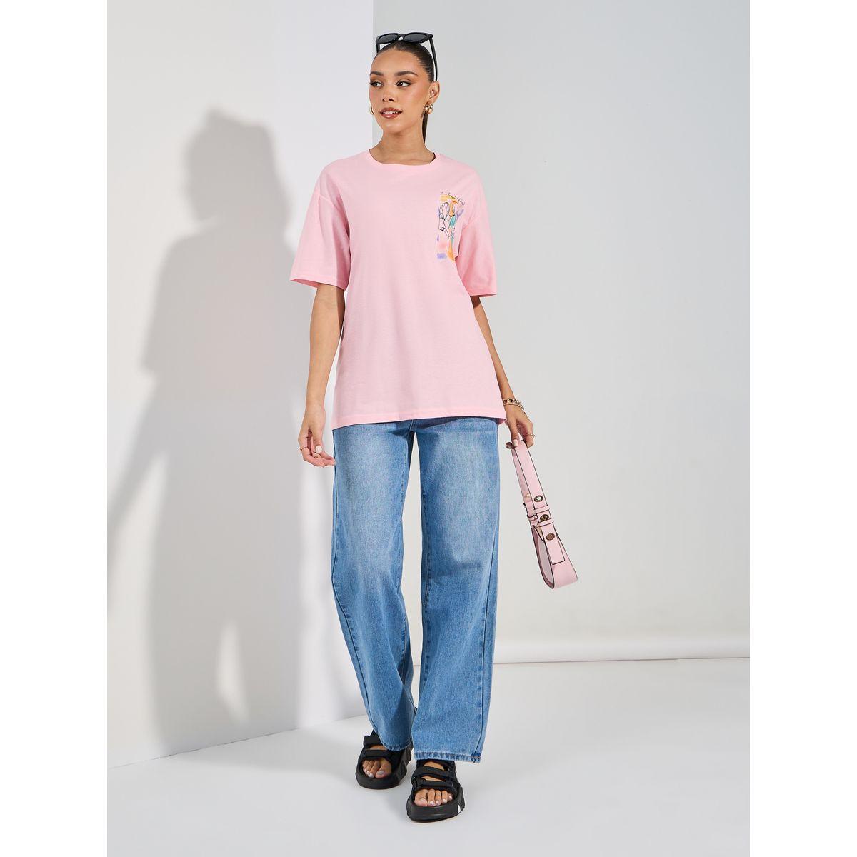 Styli Oversized Sketch Graphic Print Drop Shoulder T-Shirt-women-clothing-tshirts-image-2
