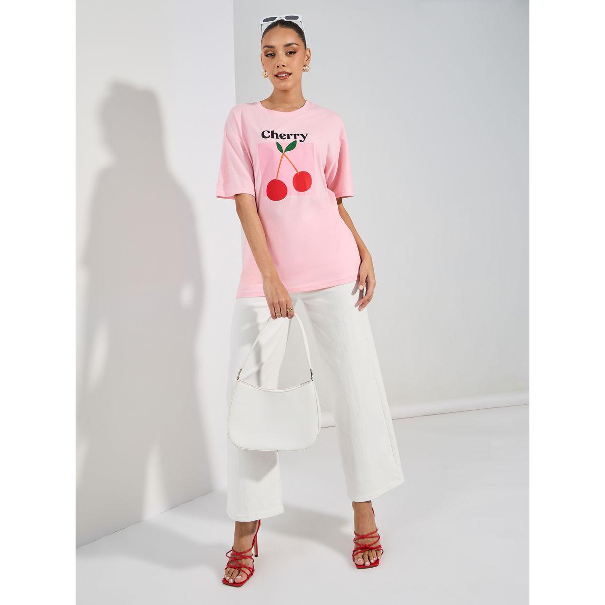 تيشيرت فضفاض مطبع بطبعة جرافيك-women-clothing-tshirts-image-2