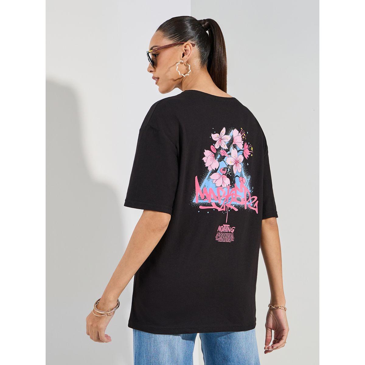 تيشيرت فضفاض مطبع بطبعة جرافيك-women-clothing-tshirts-image-1