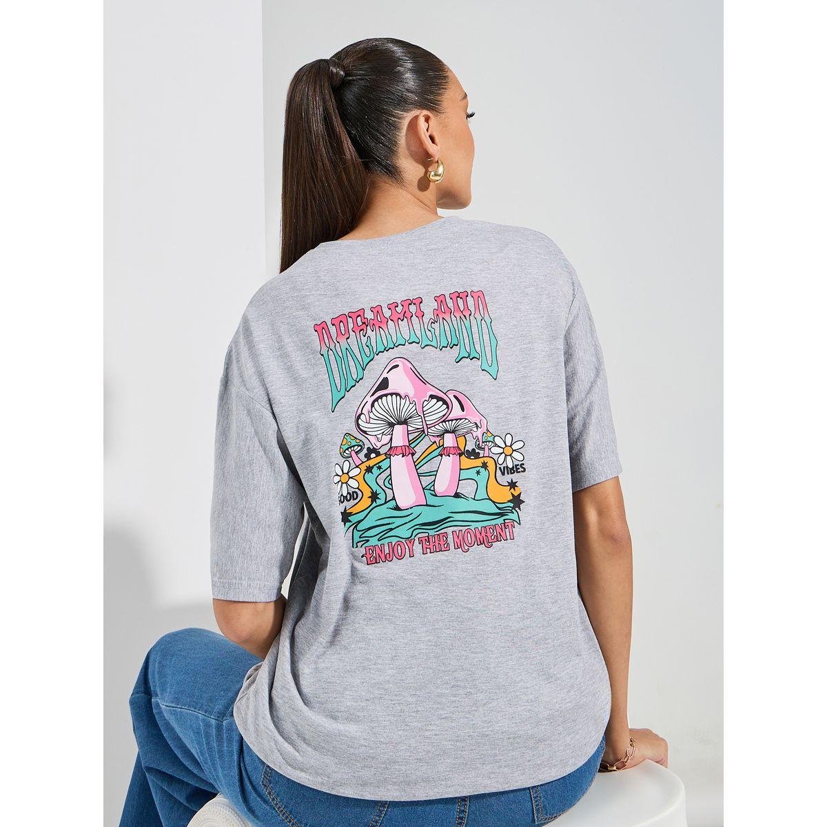 تيشيرت فضفاض مطبع بطبعة جرافيك-women-clothing-tshirts-image-1