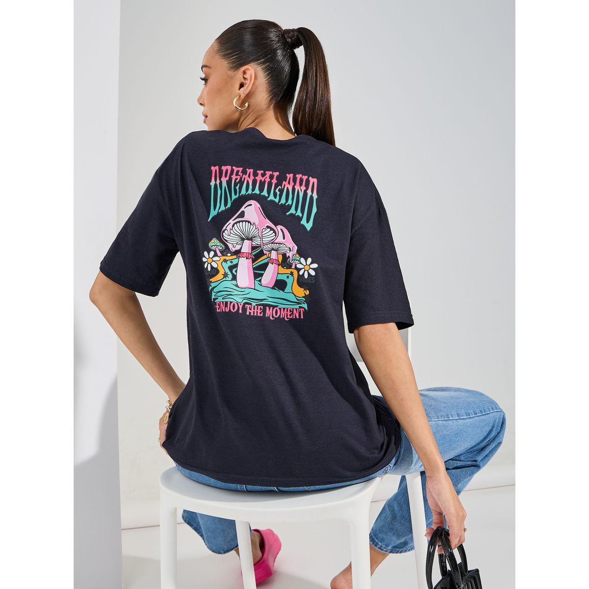 تيشيرت فضفاض مطبع بطبعة جرافيك-women-clothing-tshirts-image-1