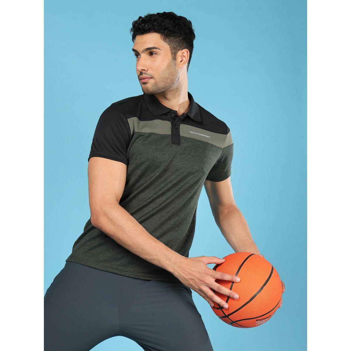 Technosport X Styli  Melange Cut & Sew Panel Slim Fit Polo-men-clothing-sportswearandactivewear-tshirtsandpolos-image-2