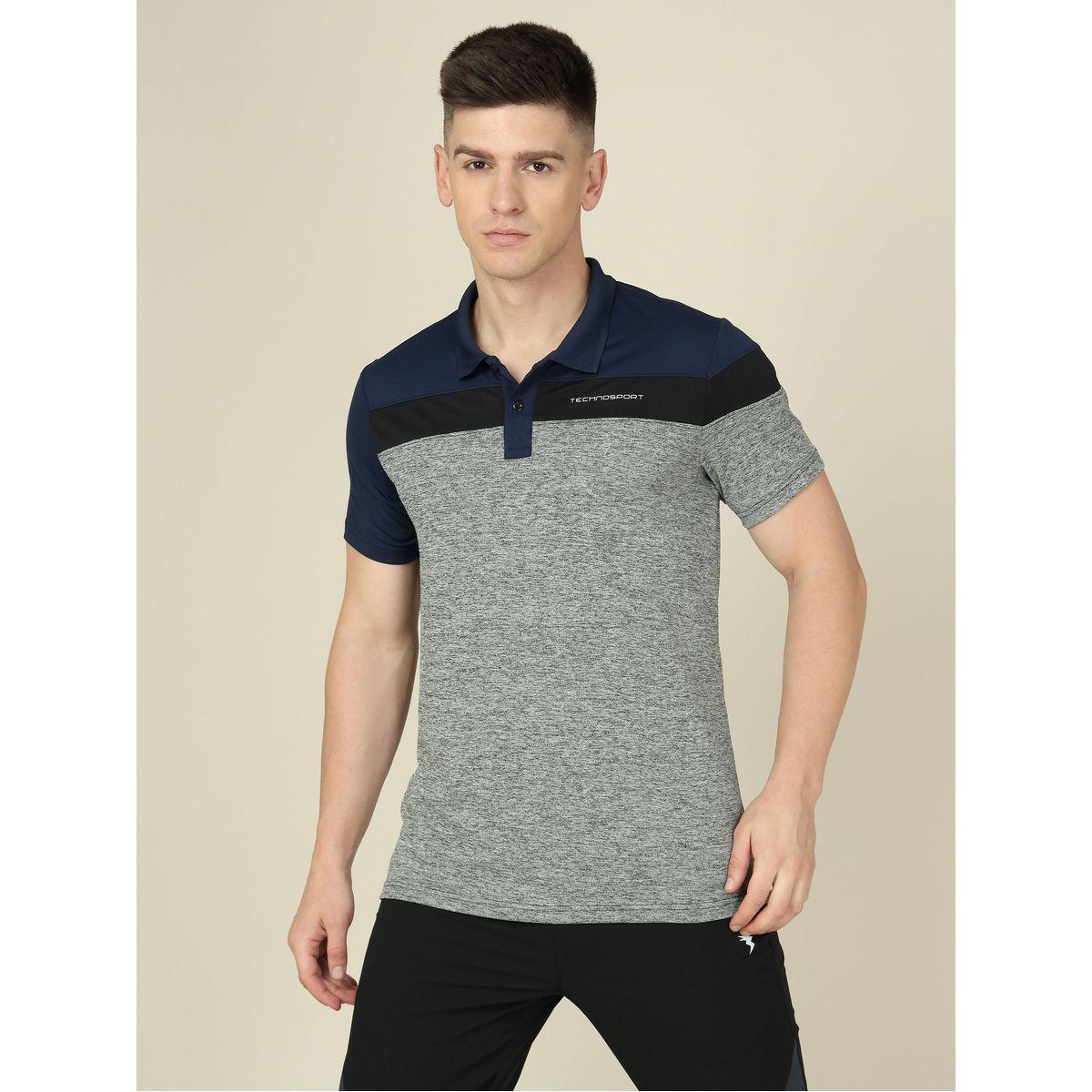 Technosport X Styli  Cut & Sew Panel Slim Fit Melange Polo-men-clothing-sportswearandactivewear-tshirtsandpolos-image-1