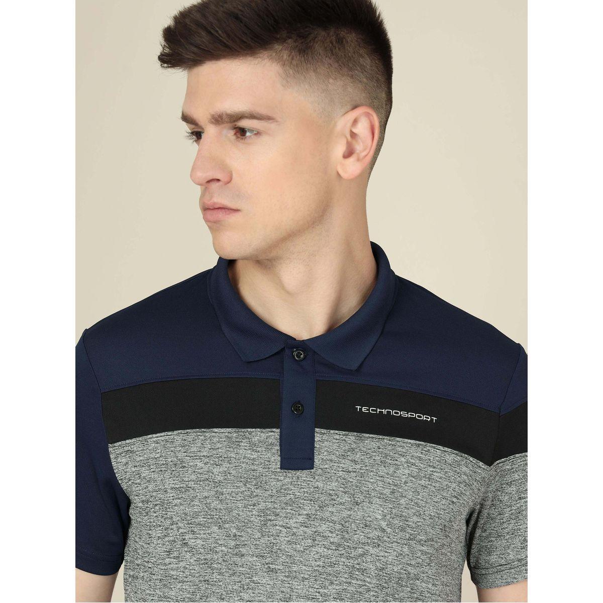 Technosport X Styli  Cut & Sew Panel Slim Fit Melange Polo-men-clothing-sportswearandactivewear-tshirtsandpolos-image-2