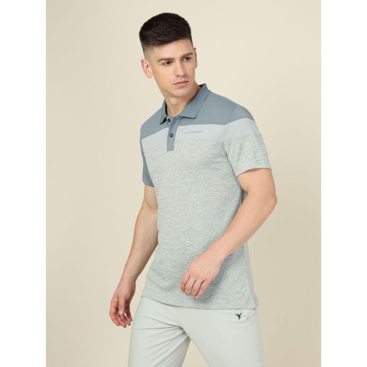 Technosport X Styli  Cut & Sew Panel Slim Fit Melange Polo-men-clothing-sportswearandactivewear-tshirtsandpolos-image-1