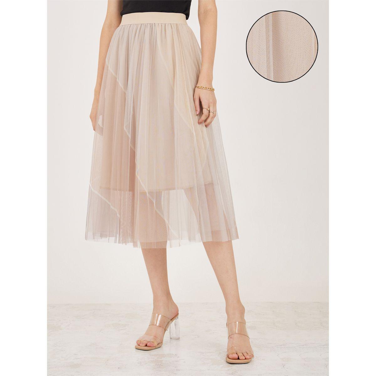 Styli Colorblock Detail Mesh Midi Skirt-women-clothing-bottoms-skirts-image-1