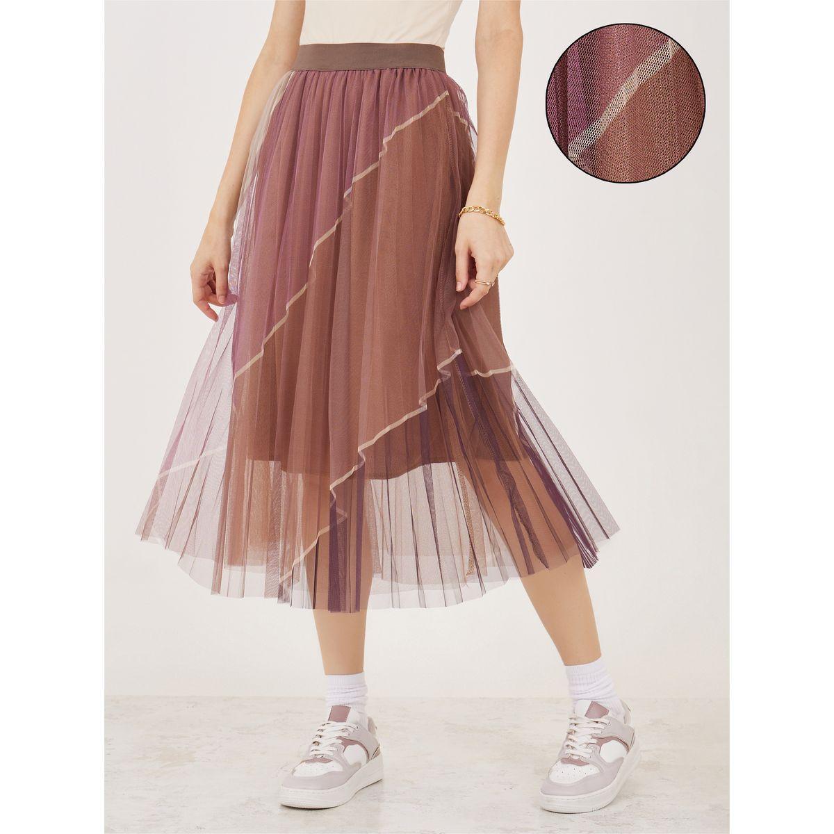 Styli Colorblock Detail Mesh Midi Skirt-women-clothing-bottoms-skirts-image-1