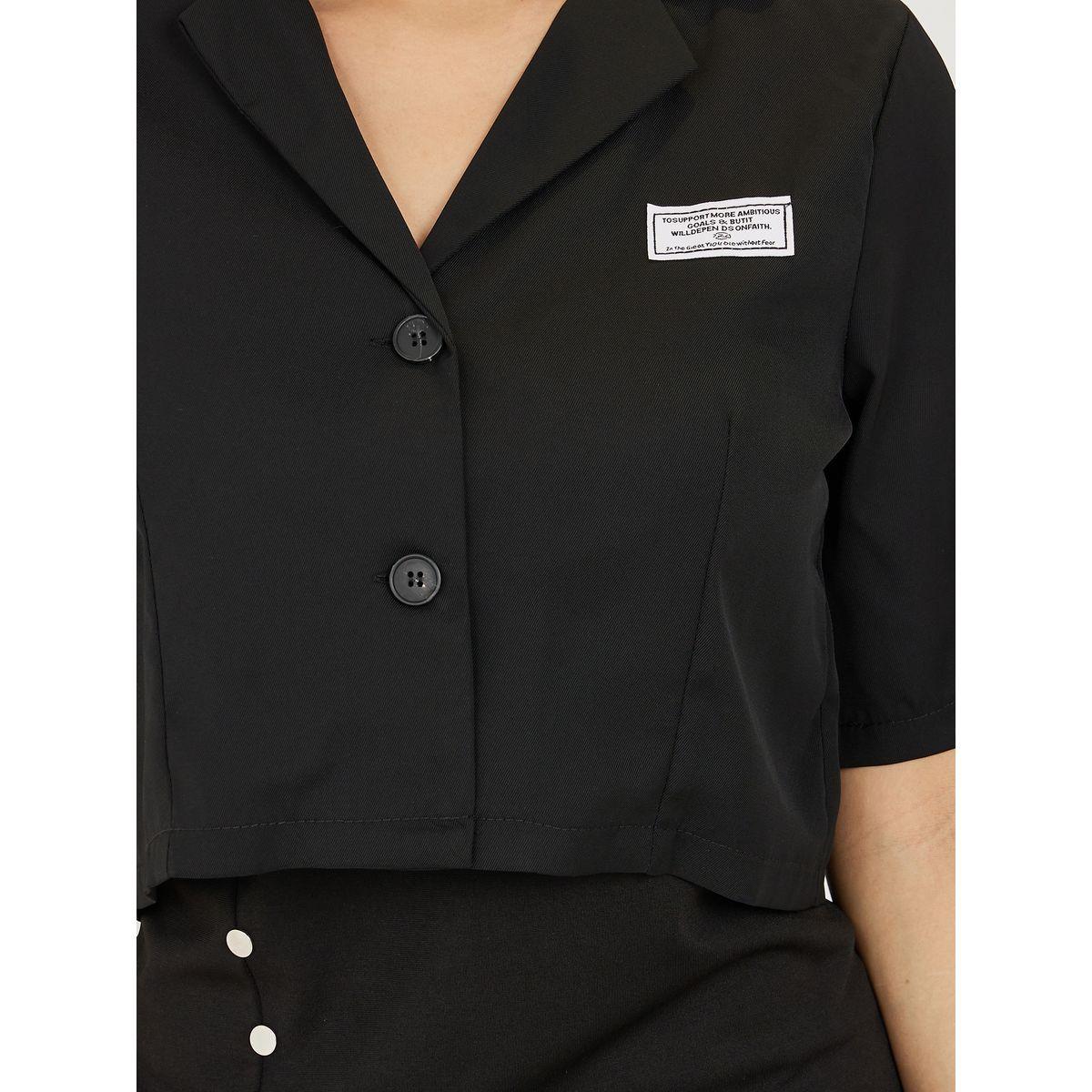 Styli Patch Detail Blazer & Cami Midi Dress with Side Slit Co-Ords-women-clothing-coordsets-image-3