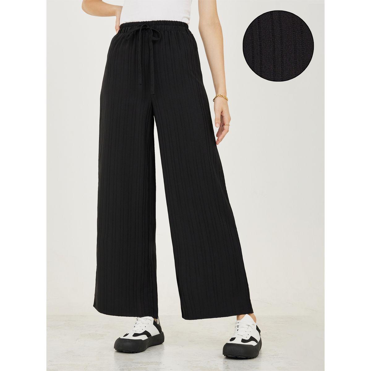 Take Two Textured Wide Leg Pants with Drawstring-women-clothing-bottoms-trousers-image-1