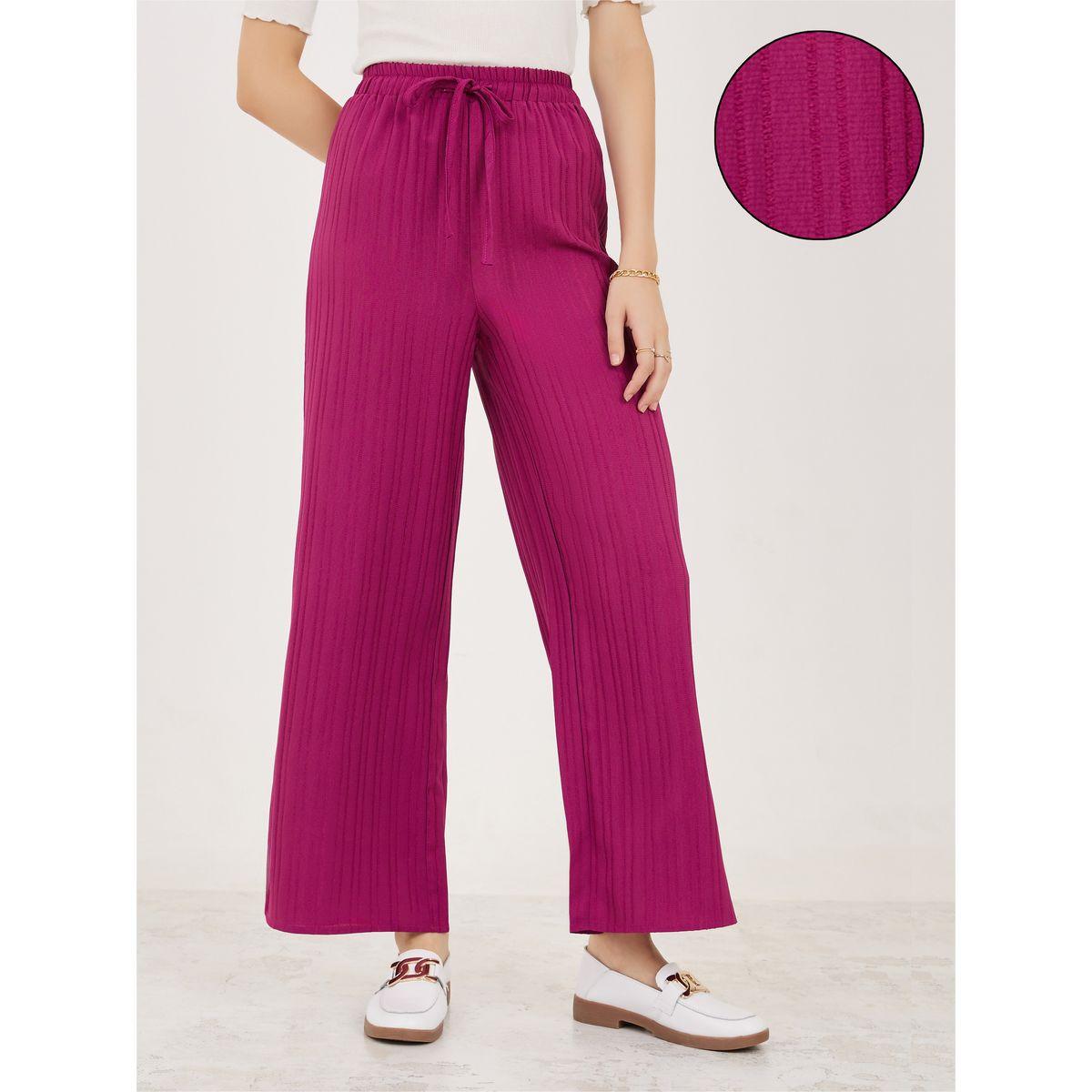 Styli Textured Wide Leg Pants with Drawstring-women-clothing-bottoms-trousers-image-4