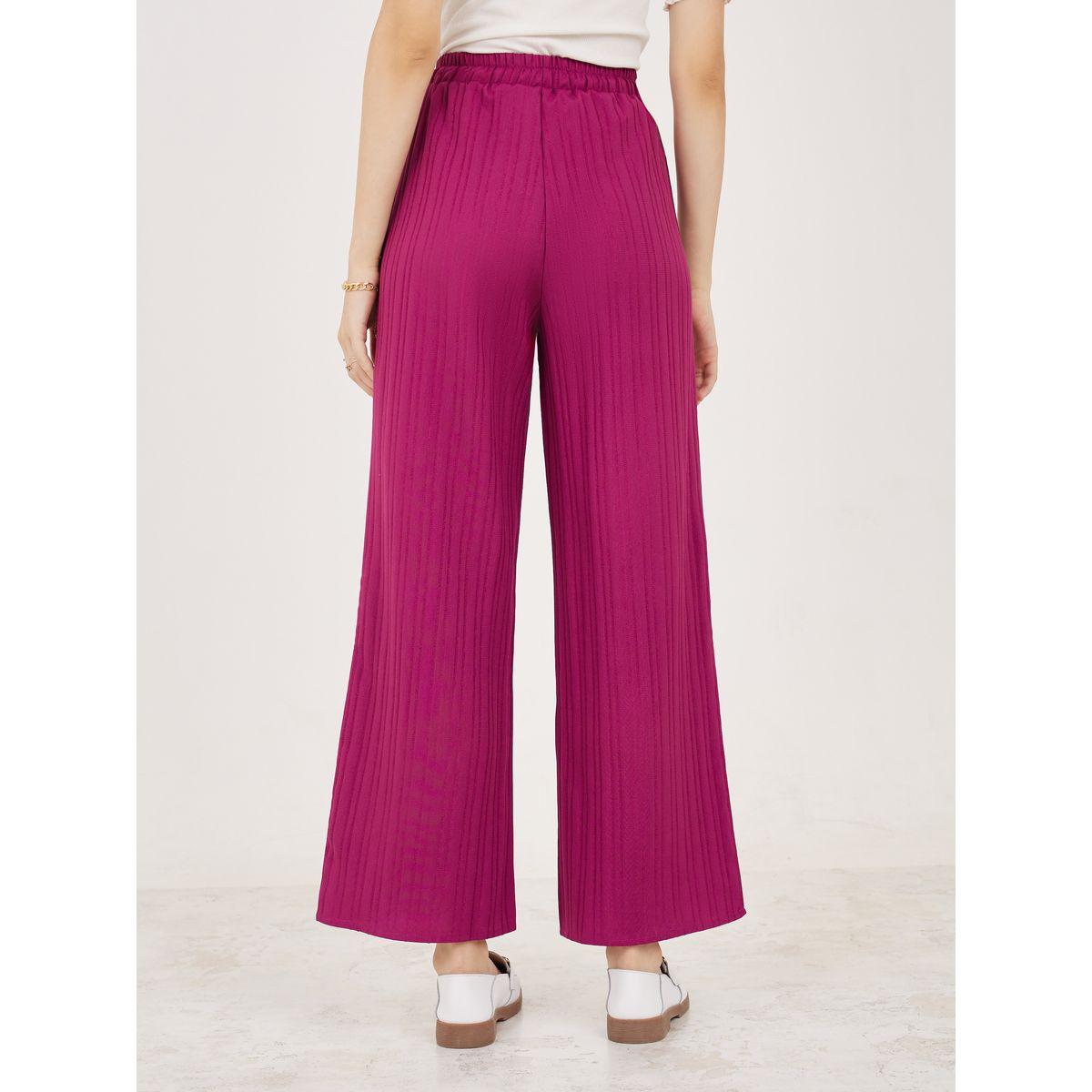 Styli Textured Wide Leg Pants with Drawstring-women-clothing-bottoms-trousers-image-4