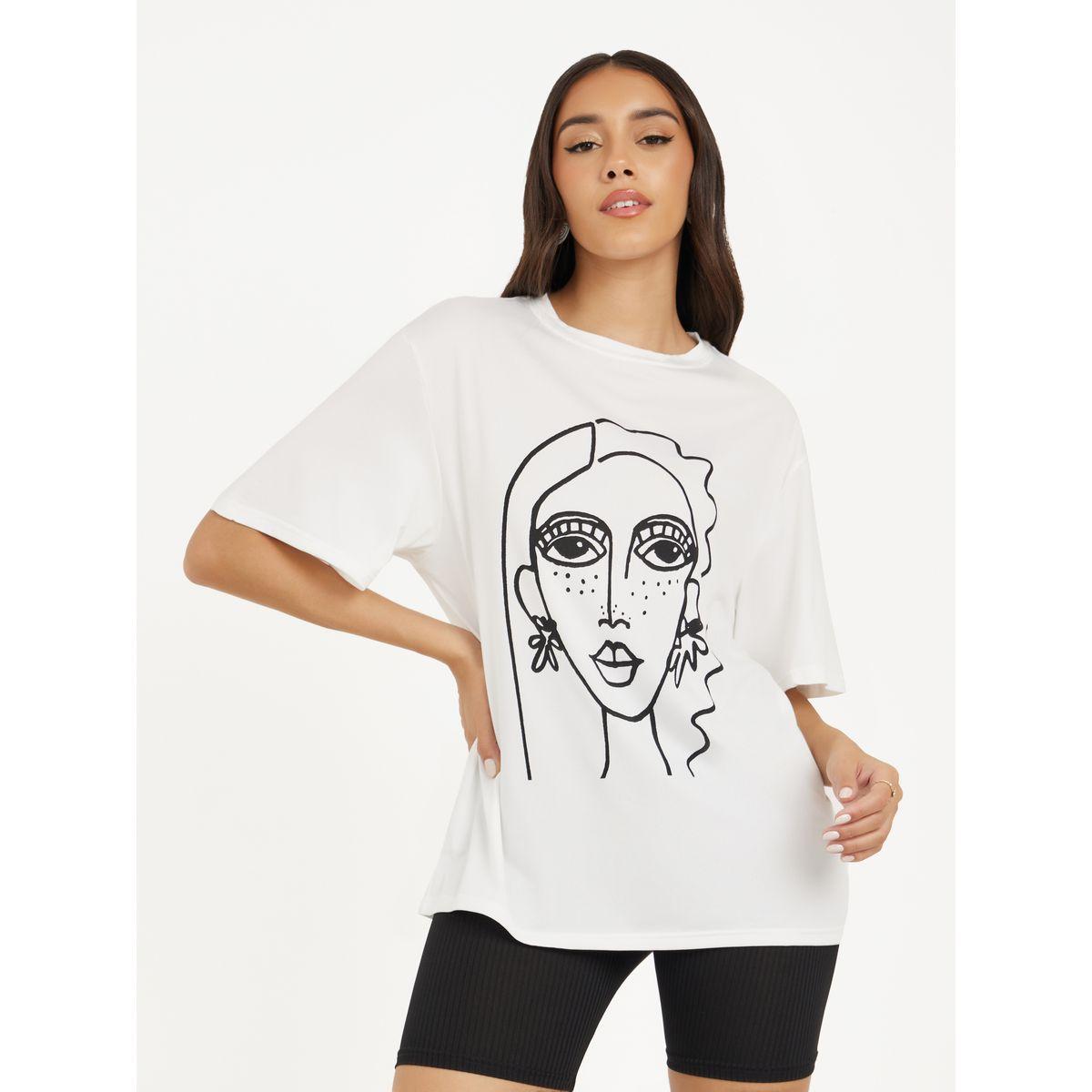 Styli Oversized Girl Graphic Print T-Shirt-women-clothing-tshirts-image-1