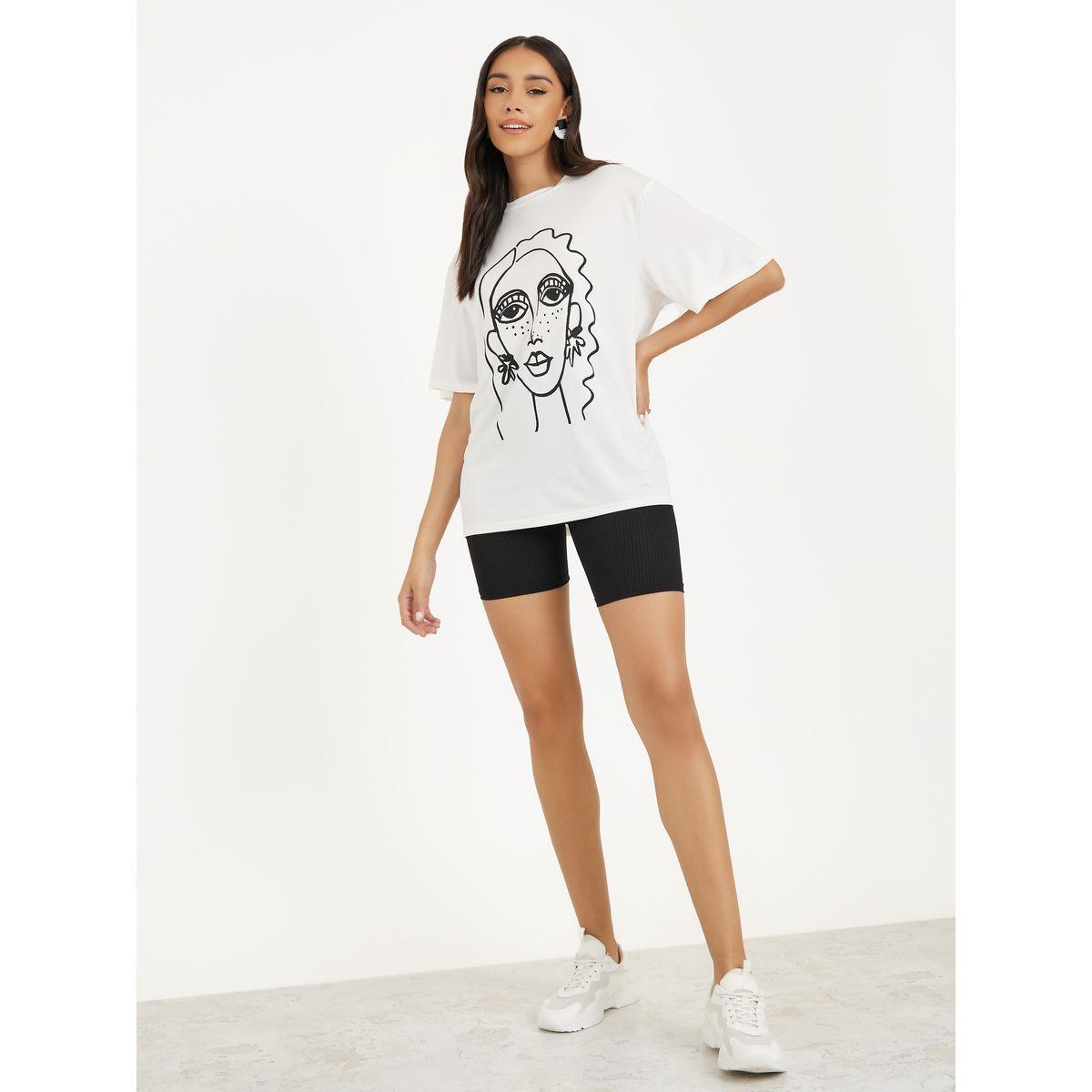 تيشيرت فضفاض مطبع بطبعة جرافيك-women-clothing-tshirts-image-2
