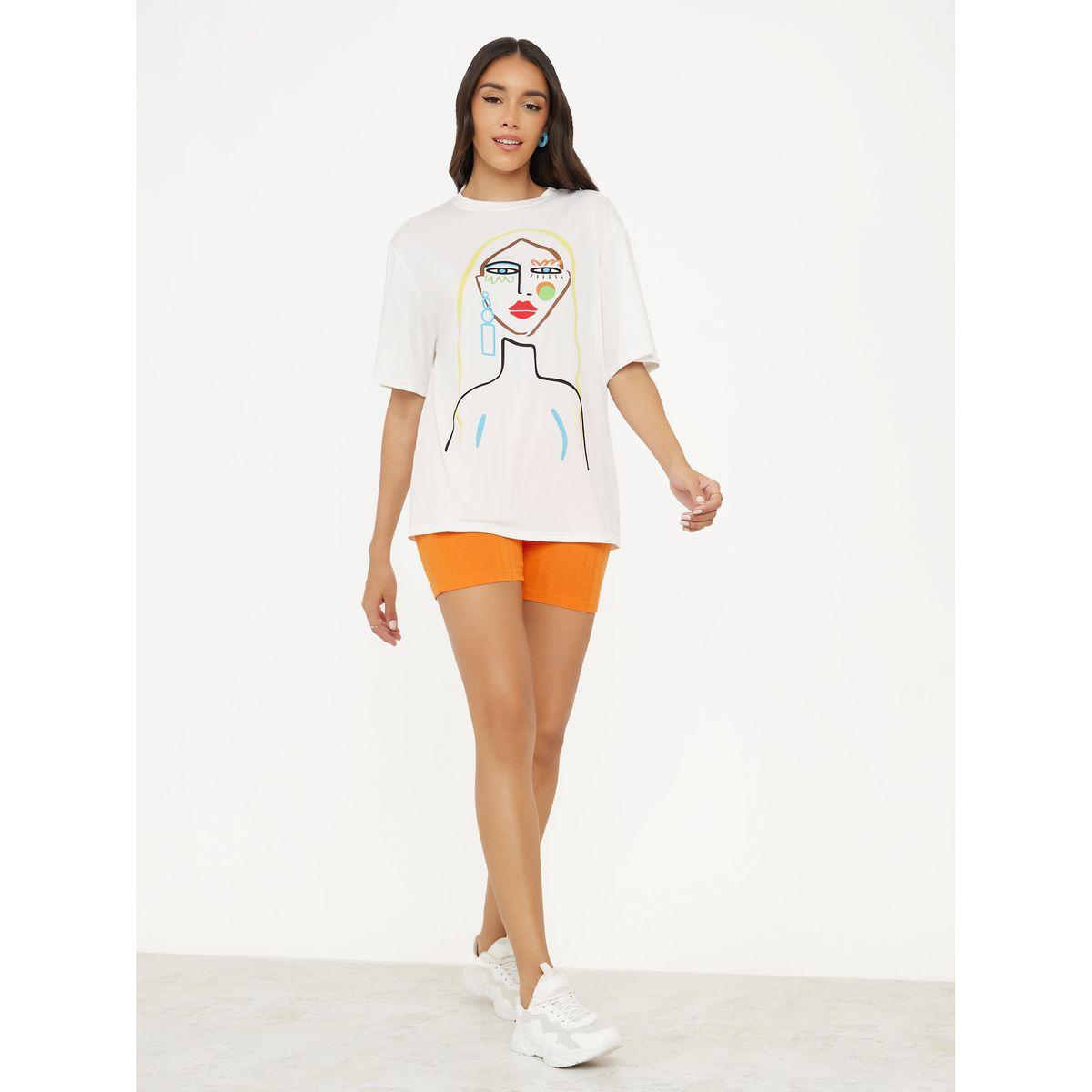 Styli Oversized Girl Graphic Print Longline T-Shirt-women-clothing-tshirts-image-2