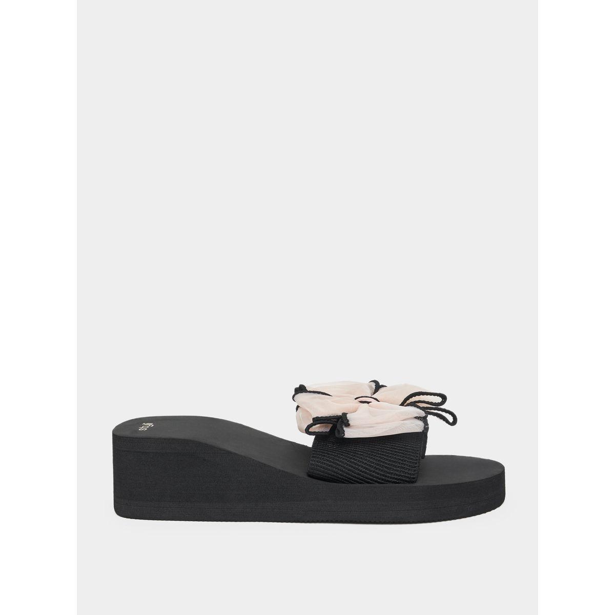 Styli Bow Detail Wedge Sandals-women-shoes-sandals-flats-image-1