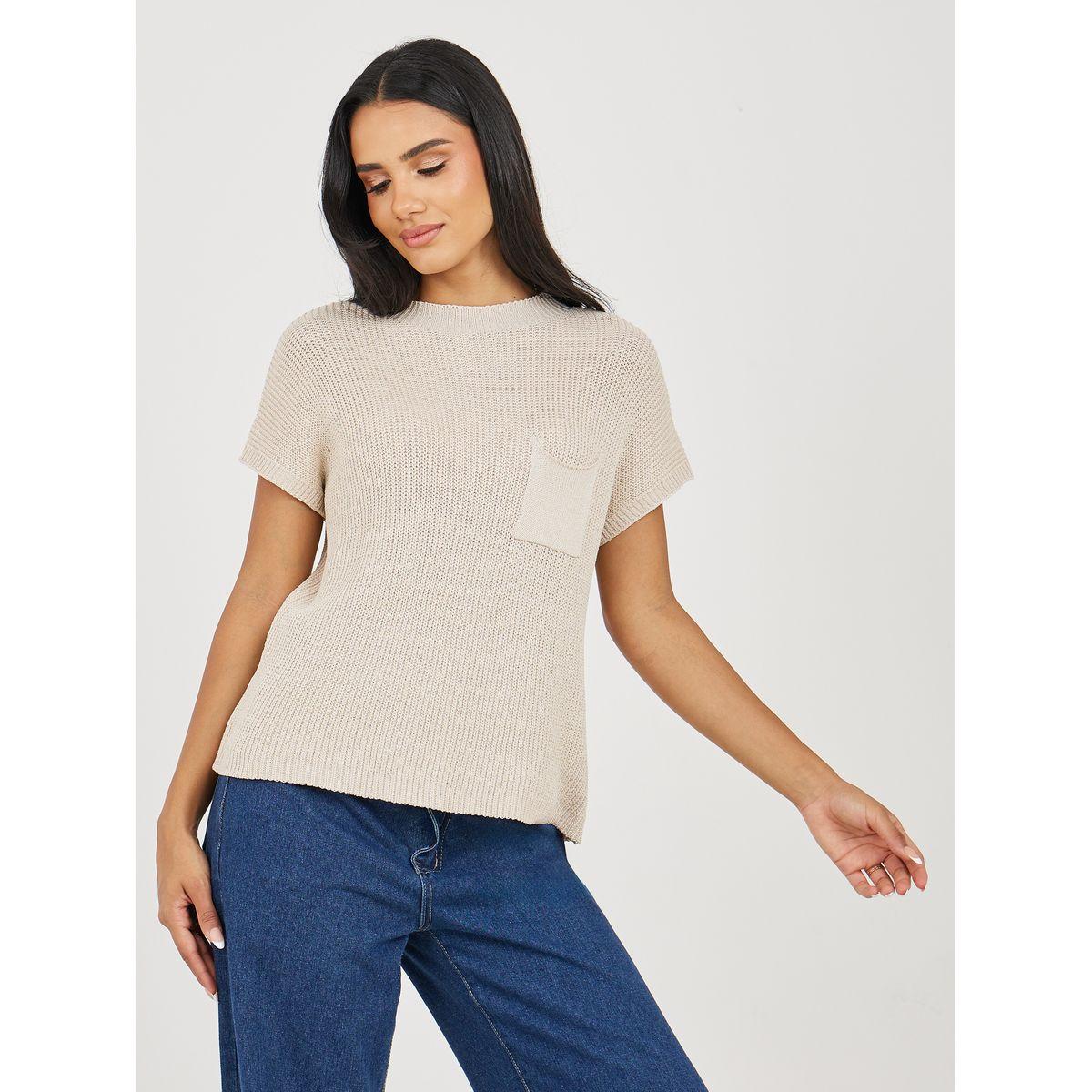 بلوزة محبوكة بتفاصيل جيب على الصدر-women-clothing-shirtsandblouses-blouses-image-3