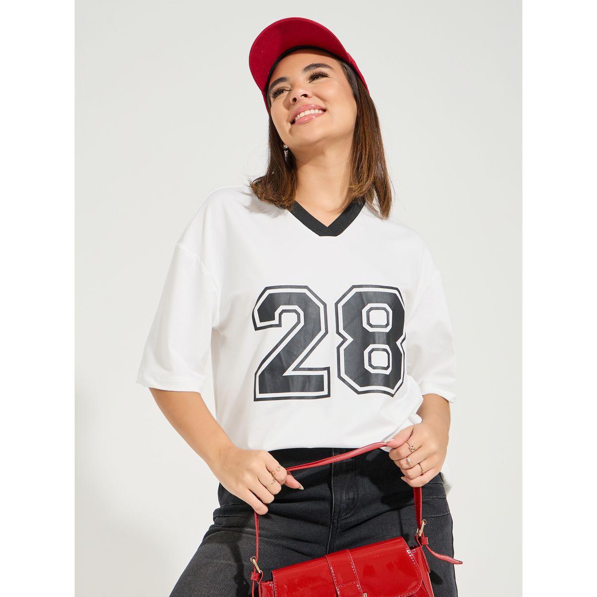تيشيرت فضفاض بطبعة فارسيتي واكمام قصيرة-women-clothing-tshirts-image-1
