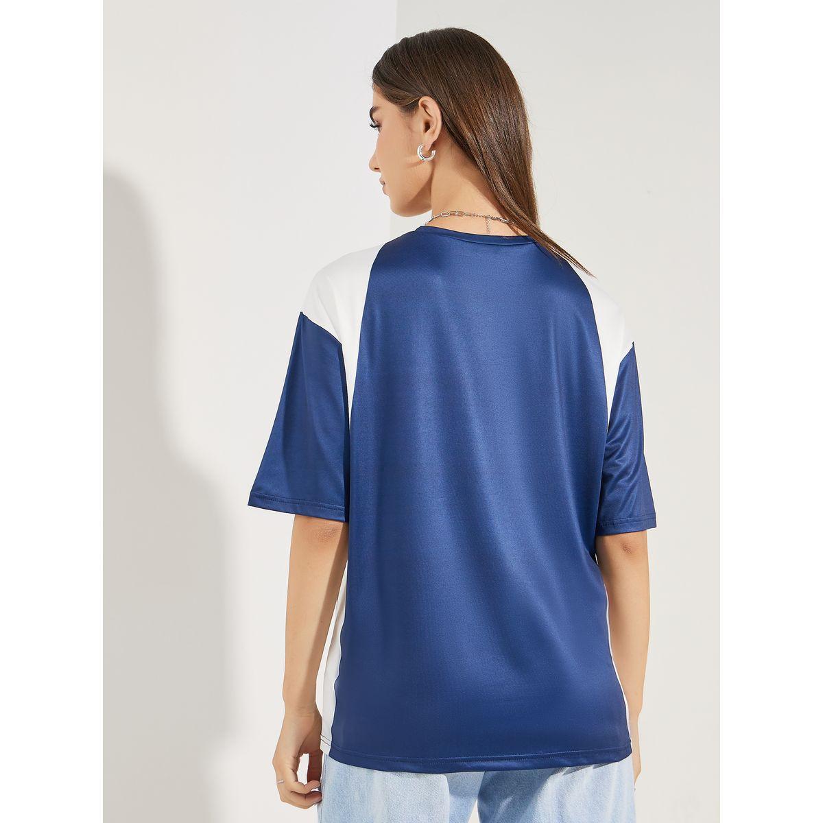 Styli Oversized Graphic Print Contrast Panel T-Shirt-women-clothing-tshirts-image-5