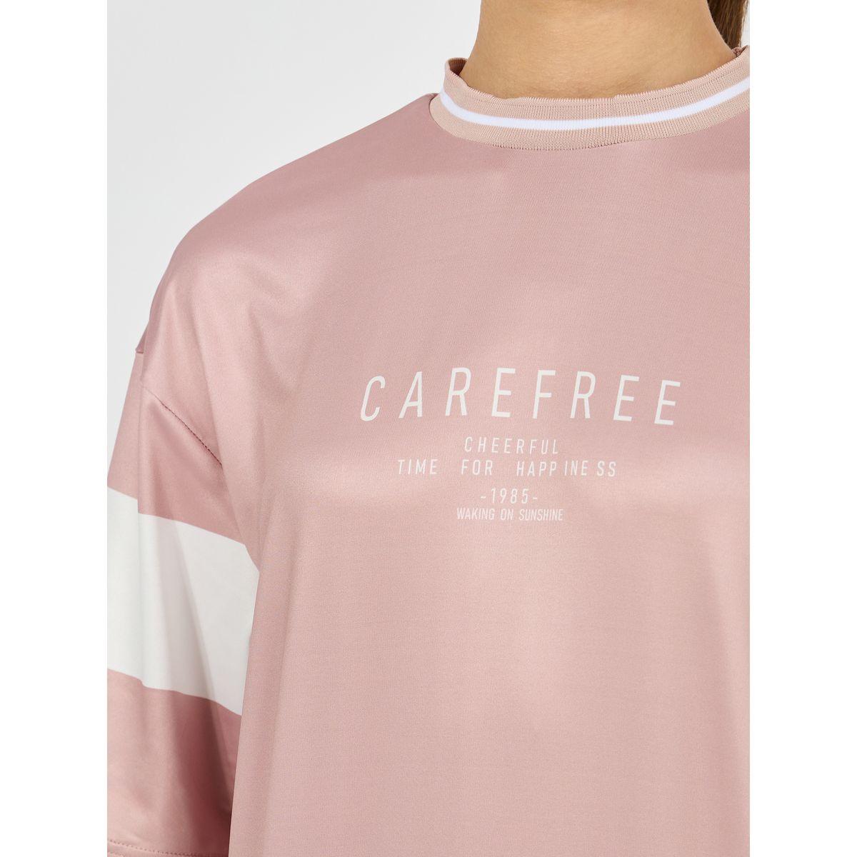 Styli Oversized Slogan Print T-Shirt with Contrast Sleeves-women-clothing-tshirts-image-4