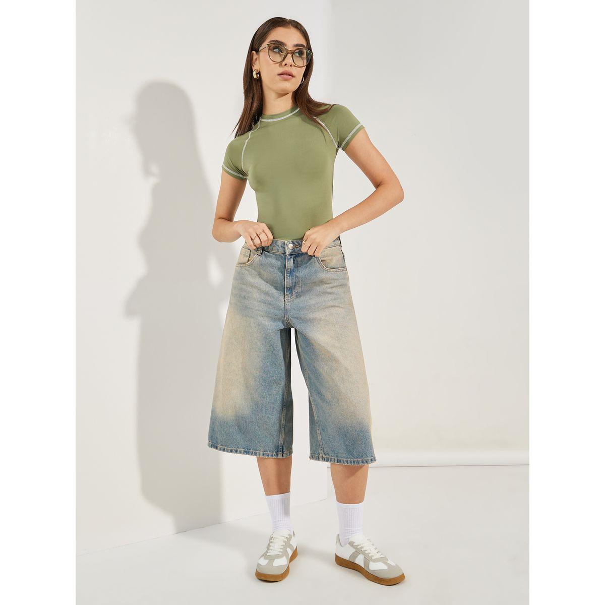 Styli Fitted High Neck Contrast Stitch T-Shirt-women-clothing-tshirts-image-3