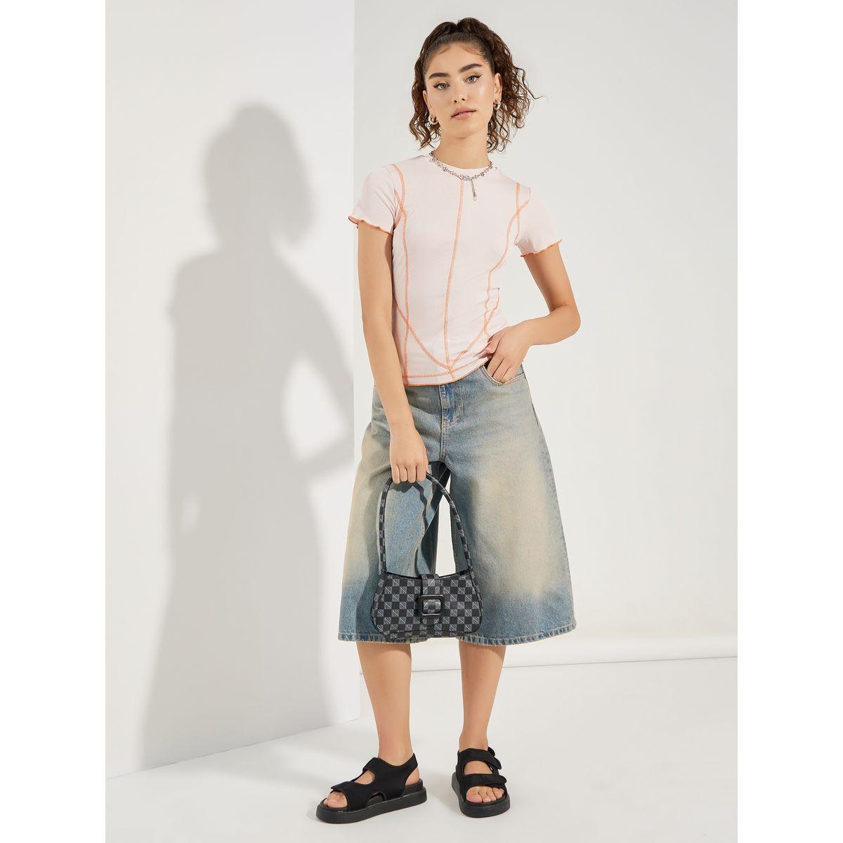 تيشيرت مضلع مزين بدرزات-women-clothing-tshirts-image-2