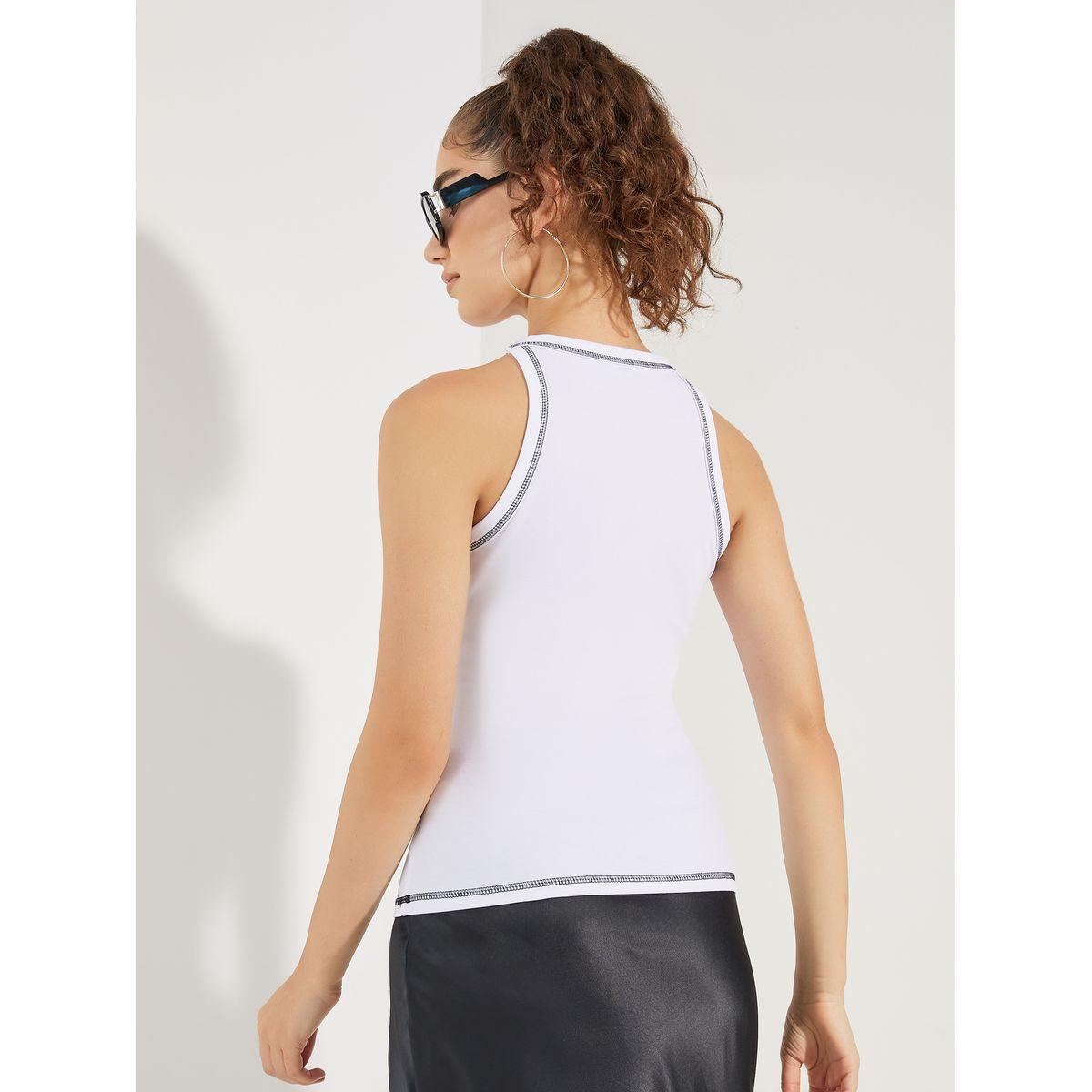 بلوزة بياقة ريسر مع تفاصيل مدروزة-women-clothing-tshirts-image-5
