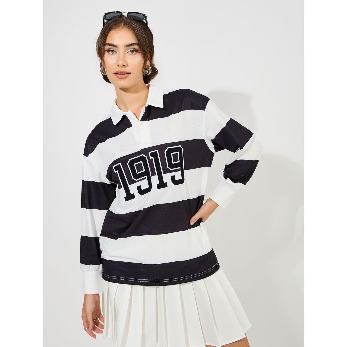 Styli Oversized Color Block Embroidered Detail Polo T-Shirt-women-clothing-tshirts-image-2
