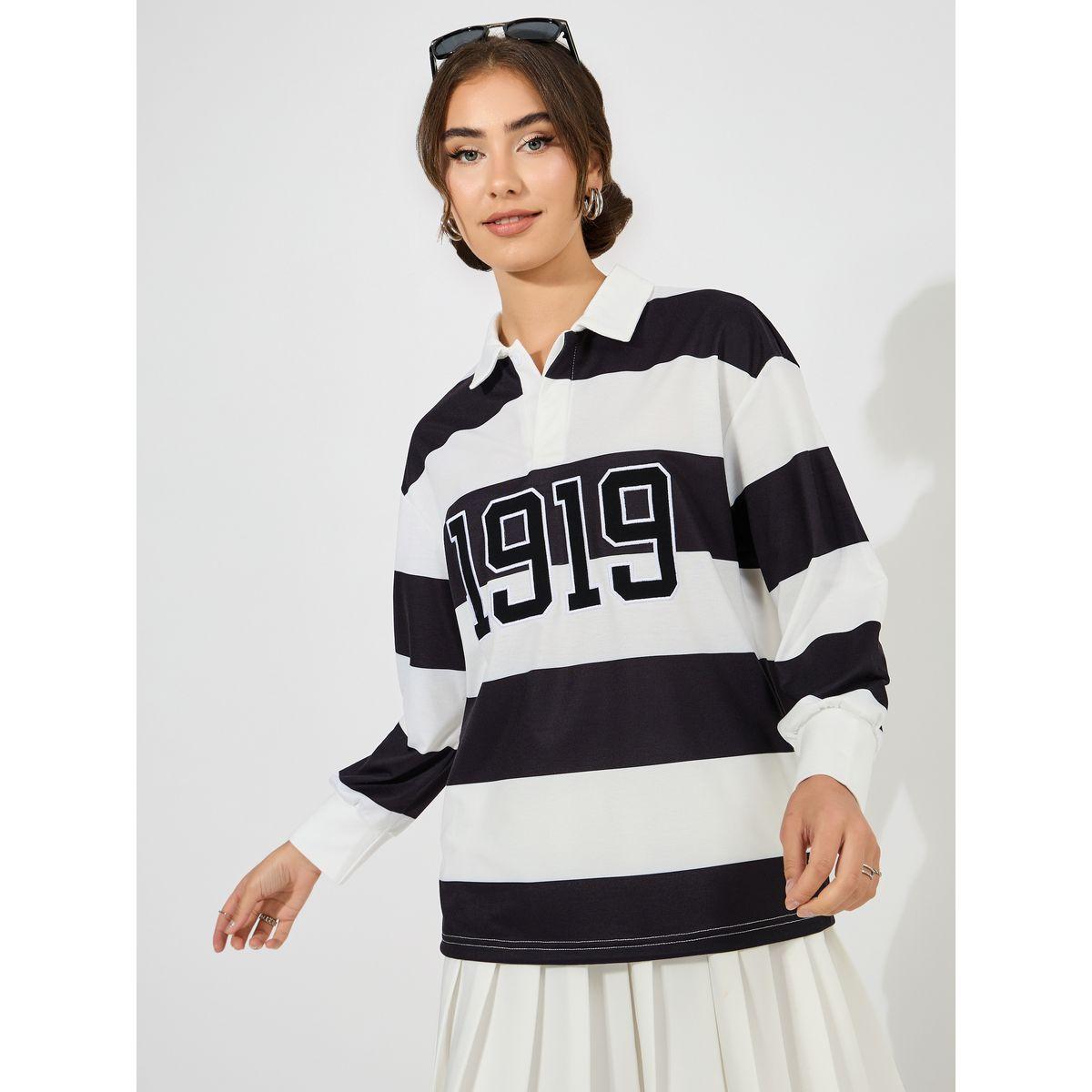 Styli Oversized Color Block Embroidered Detail Polo T-Shirt-women-clothing-tshirts-image-4