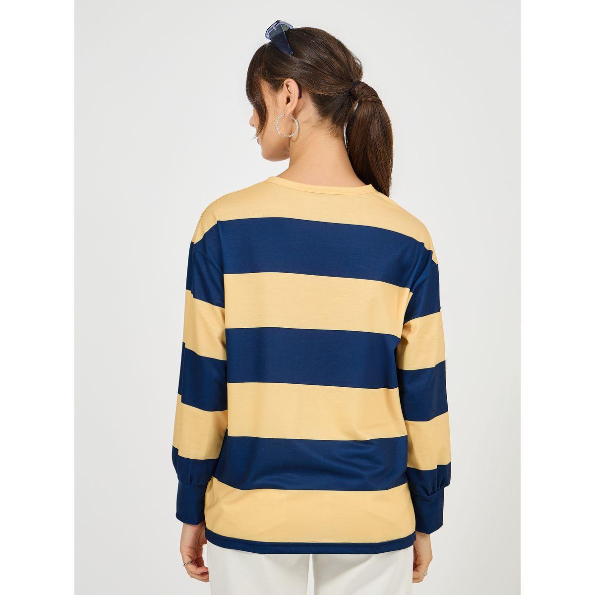 Styli Oversized Color Block Long Sleeves Polo T-Shirt-women-clothing-tshirts-image-5