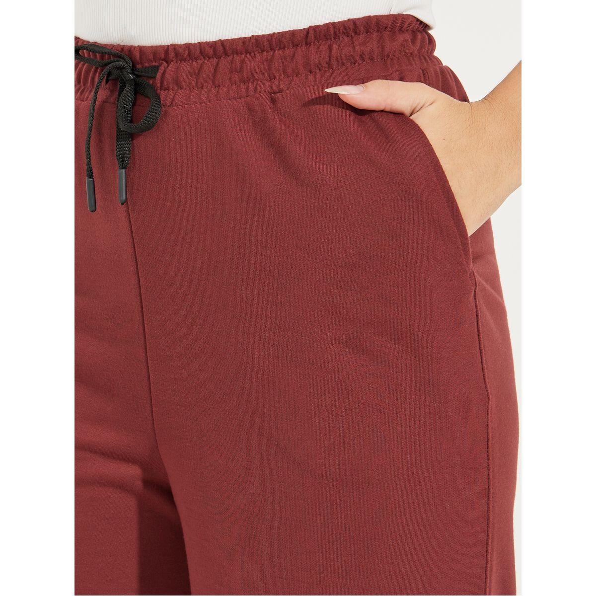 Styli Solid Wide Leg Joggers with Elasticated Waist & Drawstrings-women-clothing-bottoms-joggers-image-3