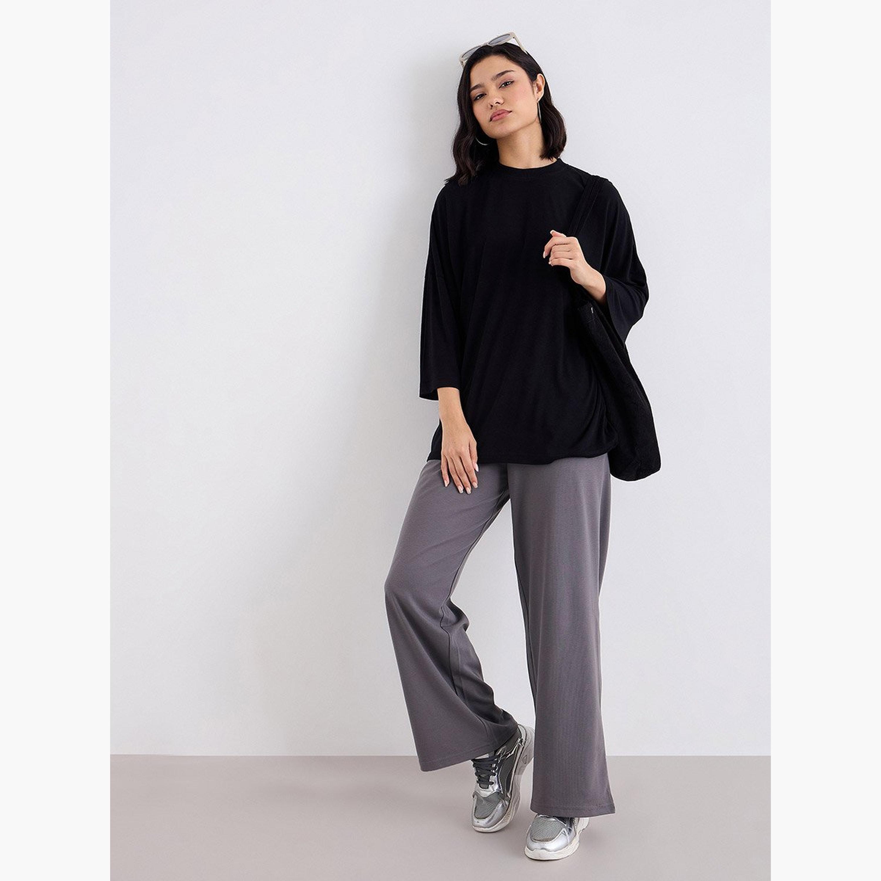 ستايلي - بنطال رياضي واسع الساق مع رباط-women-clothing-bottoms-joggers-image-2