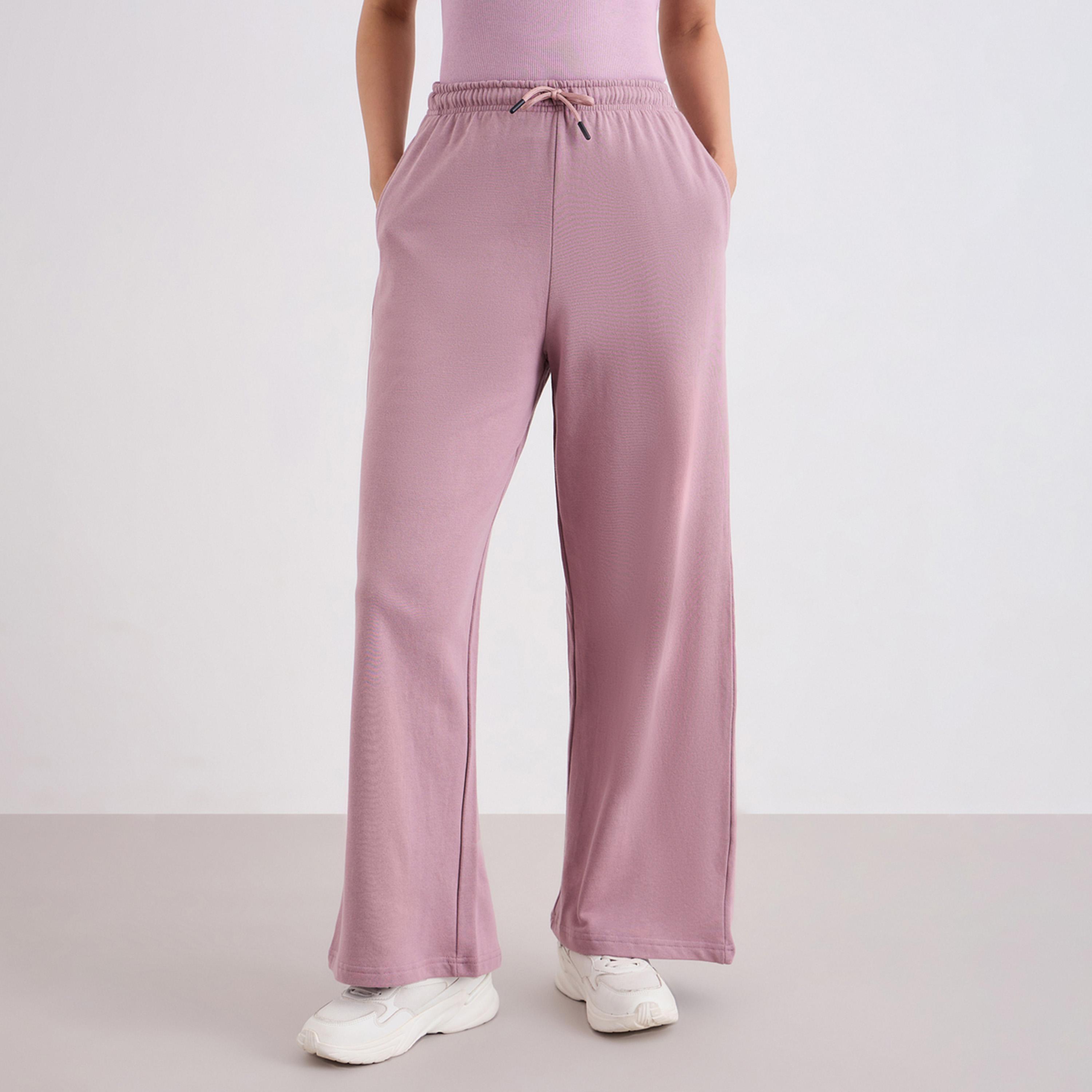 Styli Solid Wide Leg Joggers with Drawstring-women-clothing-bottoms-joggers-image-1