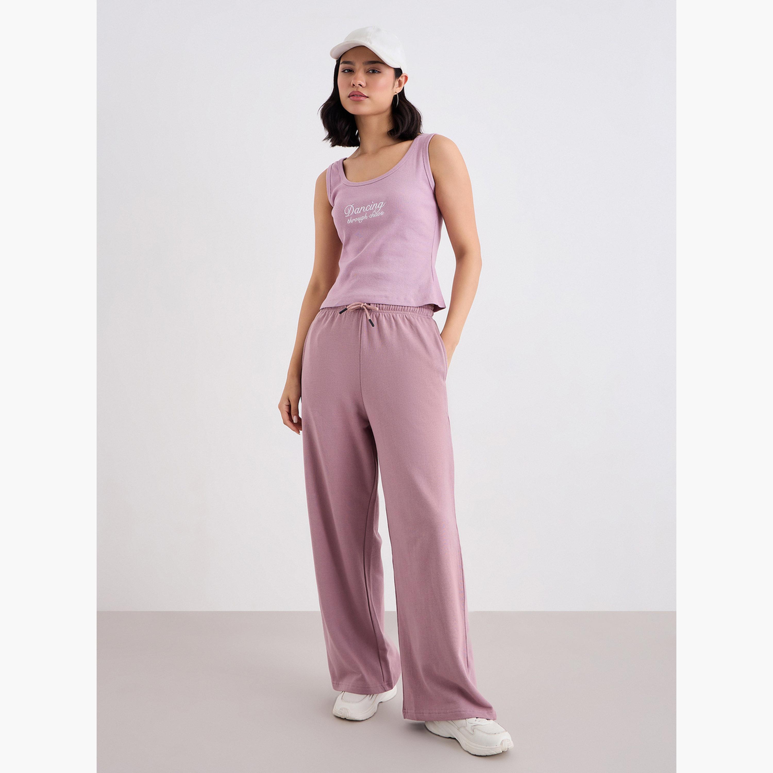 Styli Solid Wide Leg Joggers with Drawstring-women-clothing-bottoms-joggers-image-2