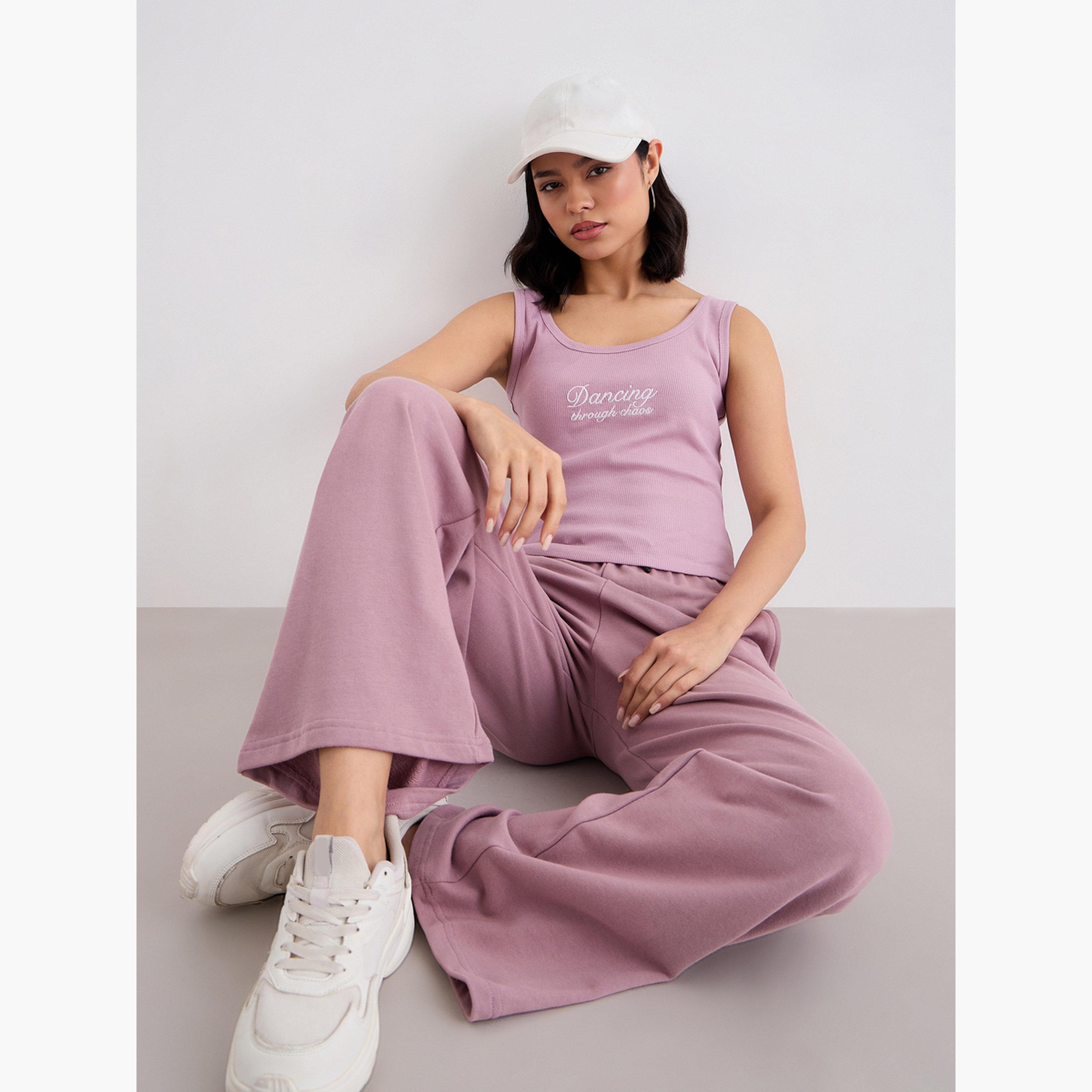 Styli Solid Wide Leg Joggers with Drawstring-women-clothing-bottoms-joggers-image-3