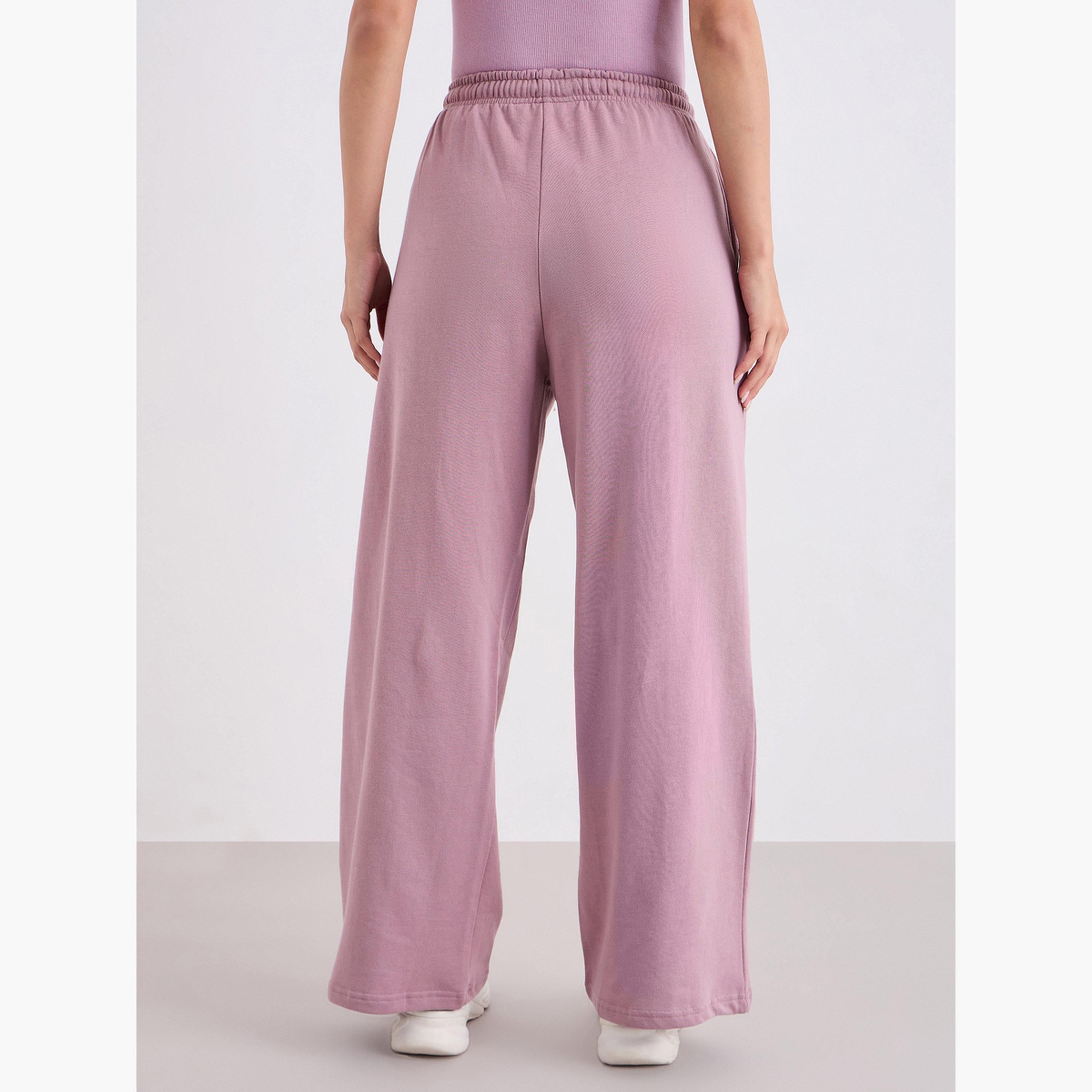 Styli Solid Wide Leg Joggers with Drawstring-women-clothing-bottoms-joggers-image-4