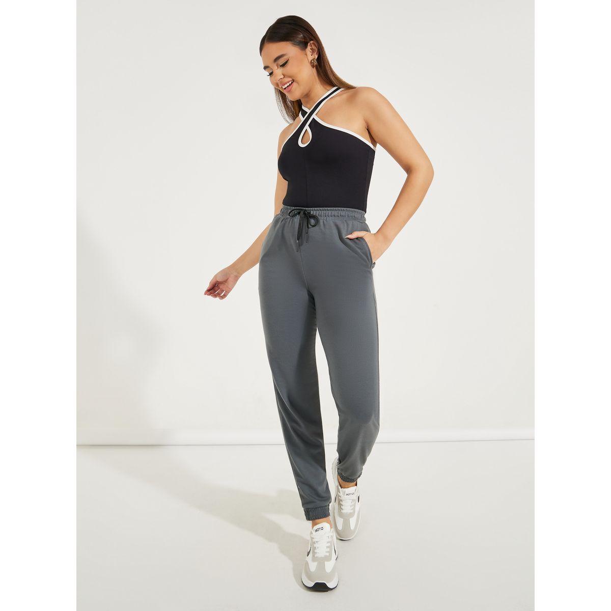 Styli Cuffed Tapered Joggers with Elasticated Waistband-women-clothing-bottoms-joggers-image-1