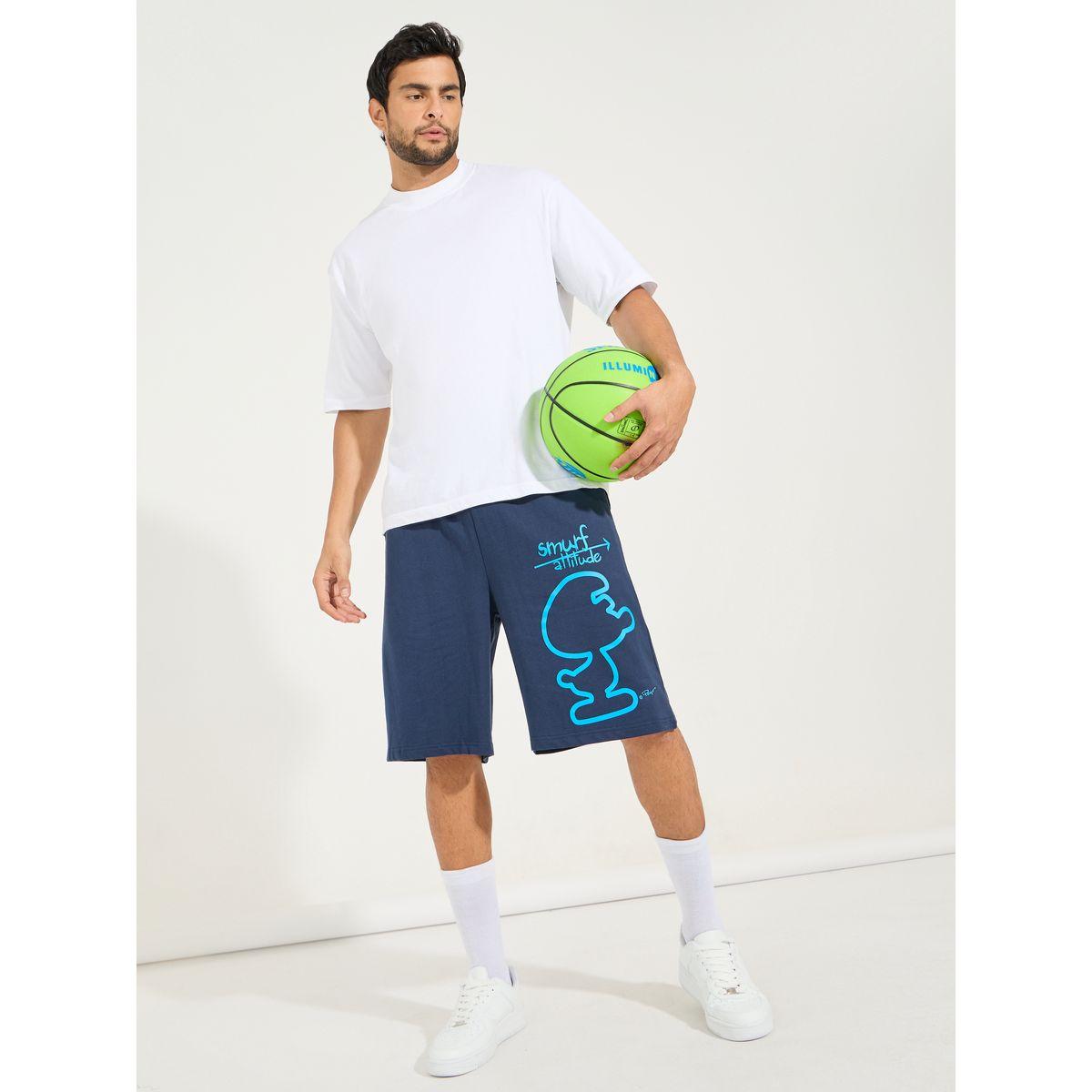 Styli Smurfs Graphic Print Oversized Terry Shorts-men-clothing-bottoms-shorts-image-1