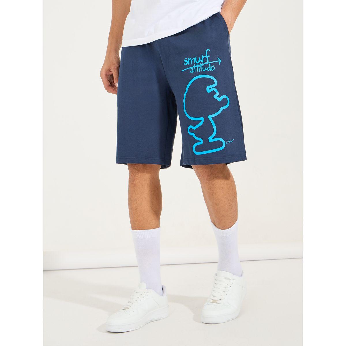 Styli Smurfs Graphic Print Oversized Terry Shorts-men-clothing-bottoms-shorts-image-2
