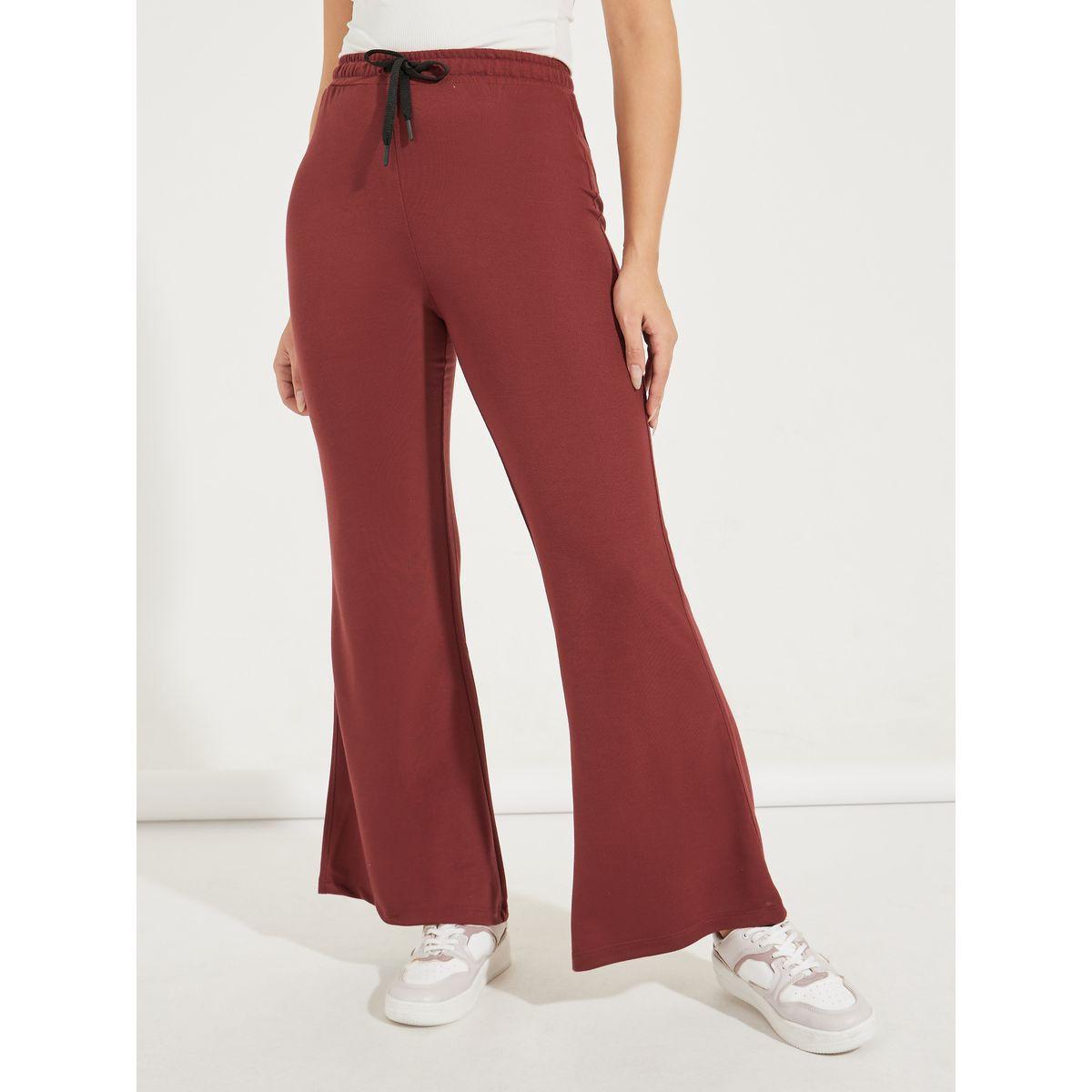 Styli Solid Flared Joggers with Drawstrings-women-clothing-bottoms-joggers-image-3