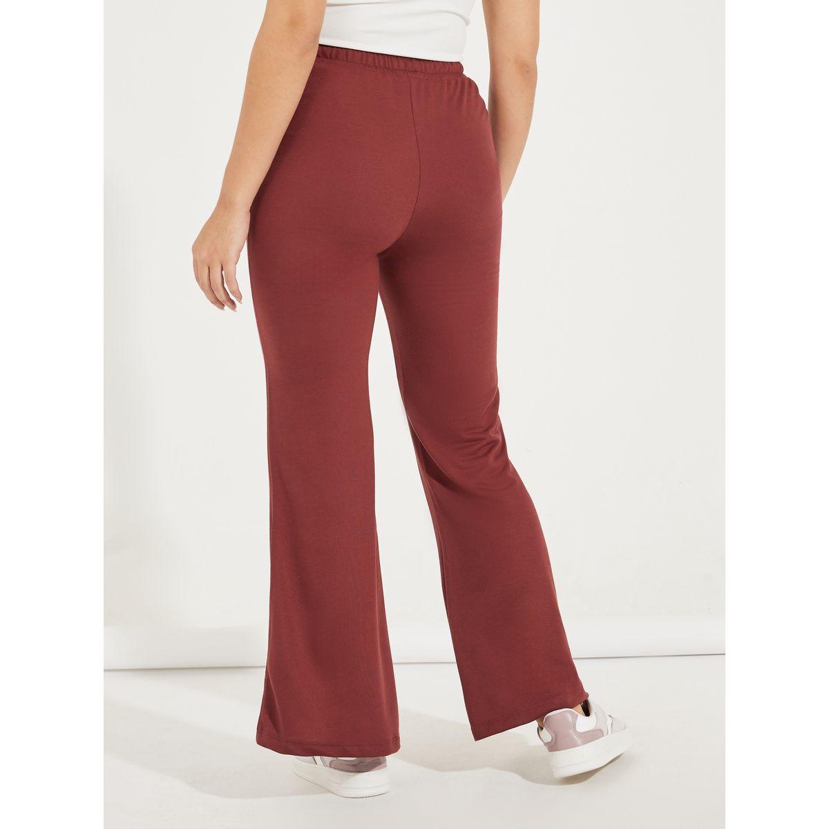 Styli Solid Flared Joggers with Drawstrings-women-clothing-bottoms-joggers-image-5