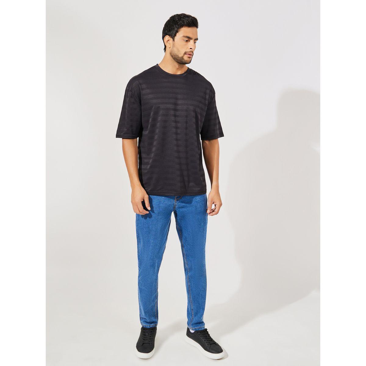 Styli Self Stripe Stretch Knit Oversized Crew Neck T-Shirt-men-clothing-tshirtsandpolos-tshirts-image-2