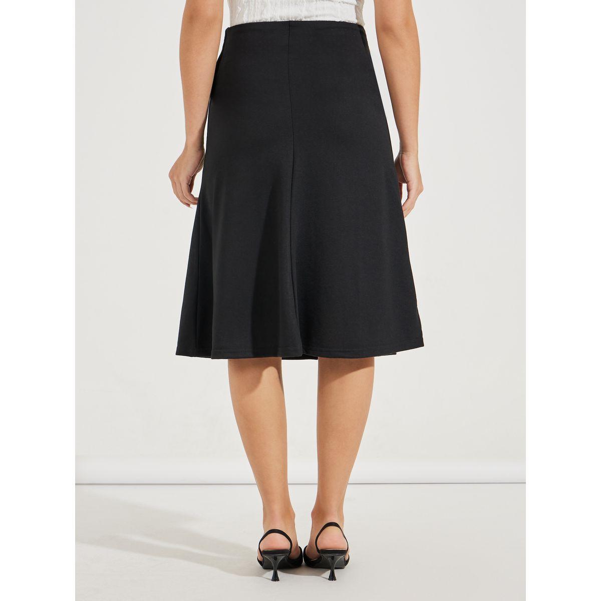 Styli Solid Flared Midi Skirt with Side Zip-women-clothing-bottoms-skirts-image-4