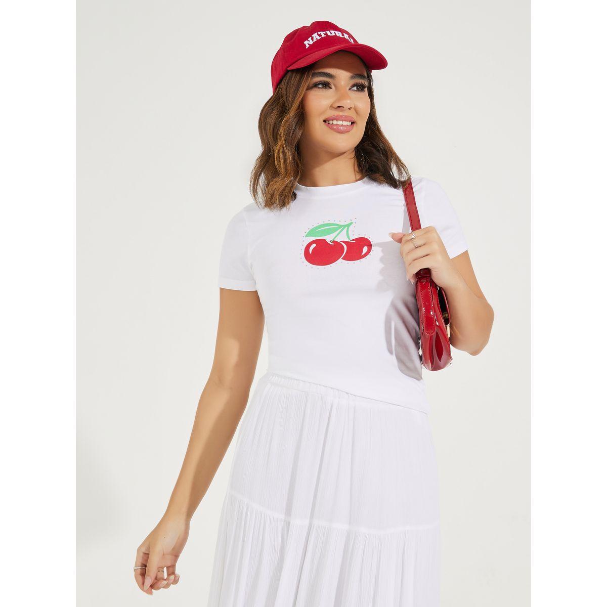تيشيرت مُجسم مطبع بطبعة كرز-women-clothing-tshirts-image-1