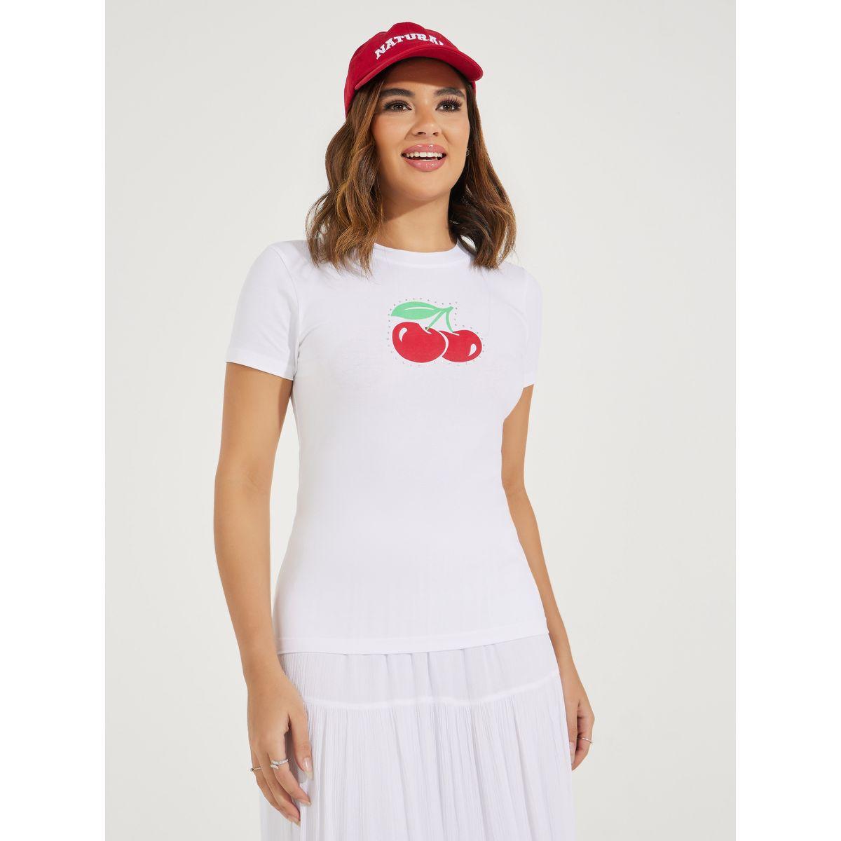 تيشيرت مُجسم مطبع بطبعة كرز-women-clothing-tshirts-image-2